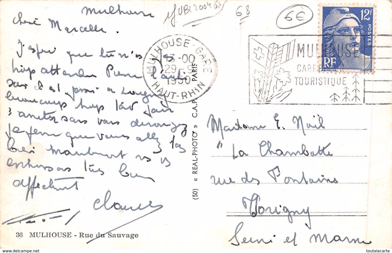 CPSM 68 MULHOUSE RUE DU SAUVAGE 1950 - Mulhouse