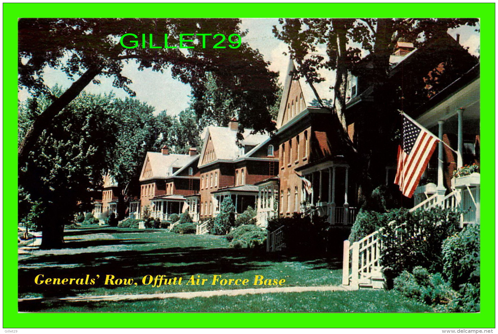 BELEVUE, NE - GENERAL'S ROW OFFUTT AIR FORCE BASE -  DUNLAP POST CARD CO - - Bellevue