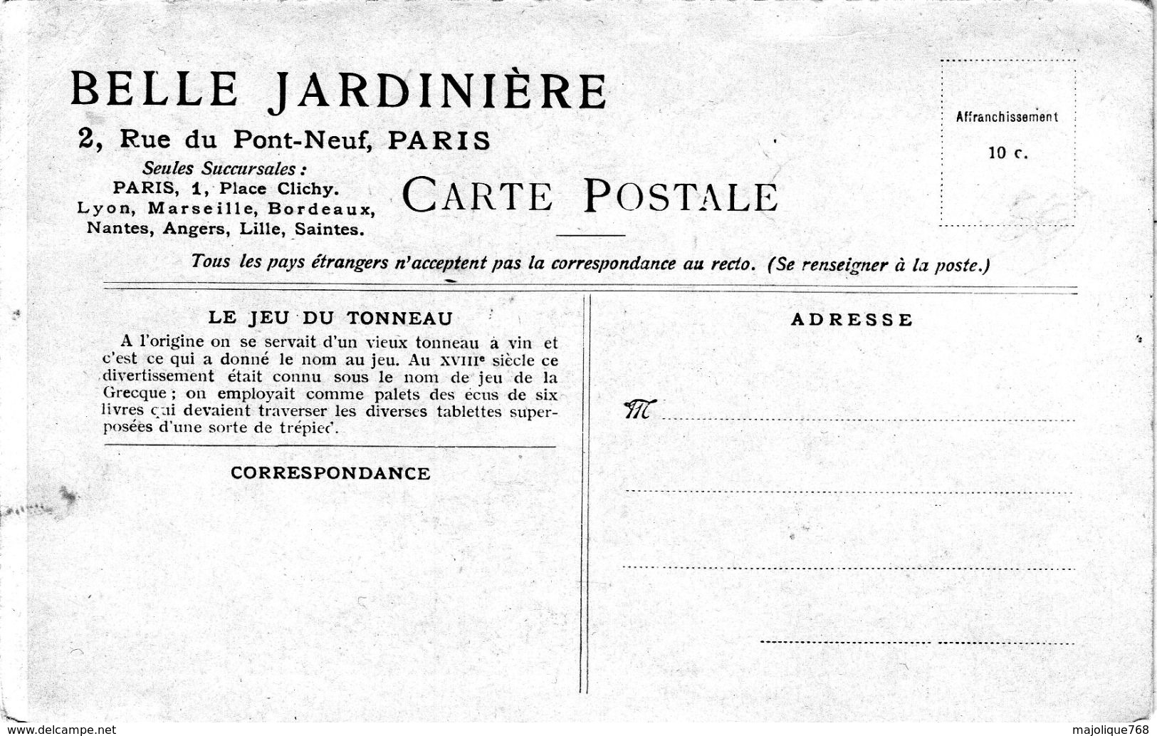 Cpa La Belle Jardinière à Paris - Le Jeu Du Tonneau - - Regionale Spelen