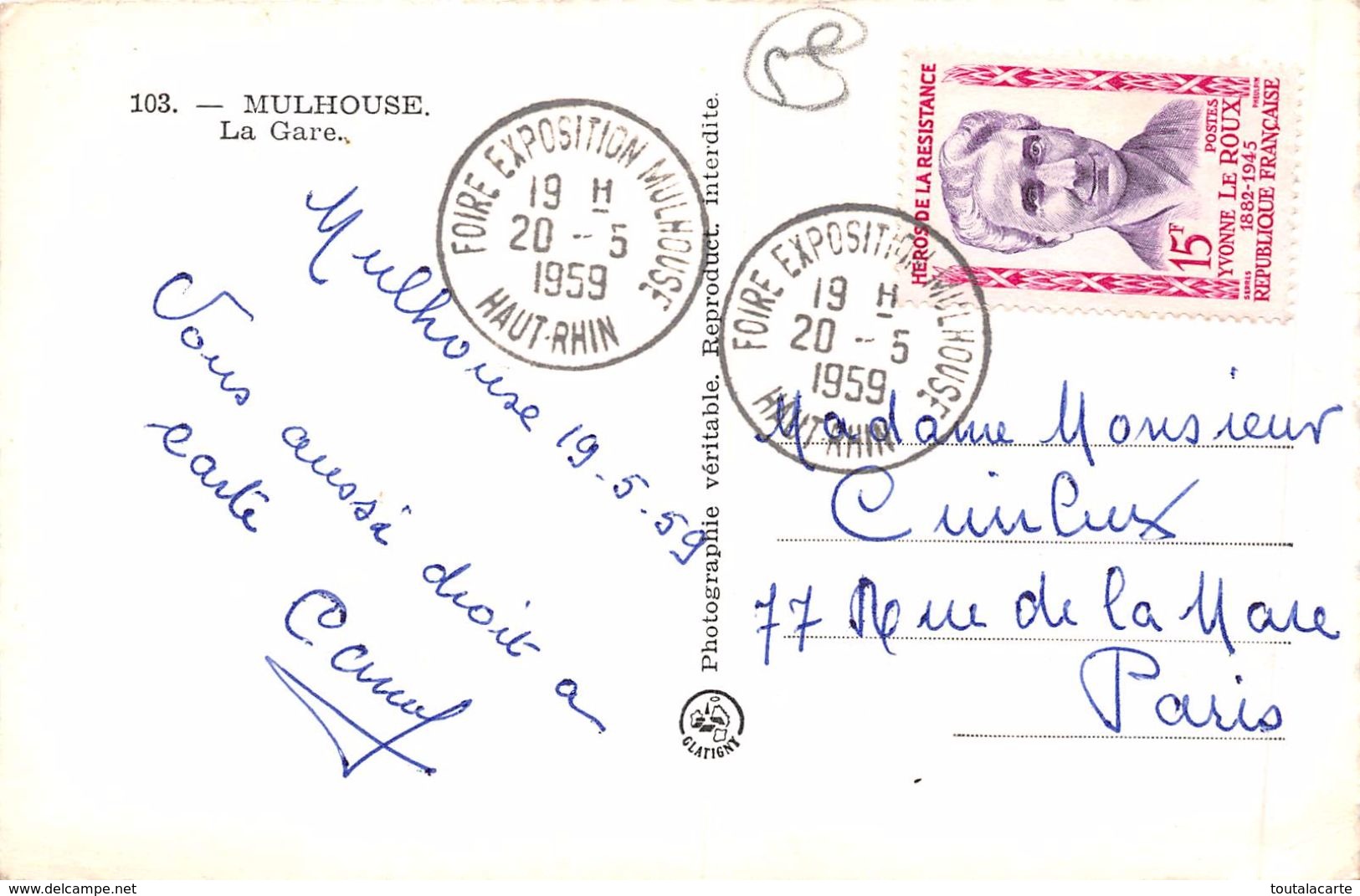 CPSM 68 MULHOUSE LA GARE 1959 - Mulhouse