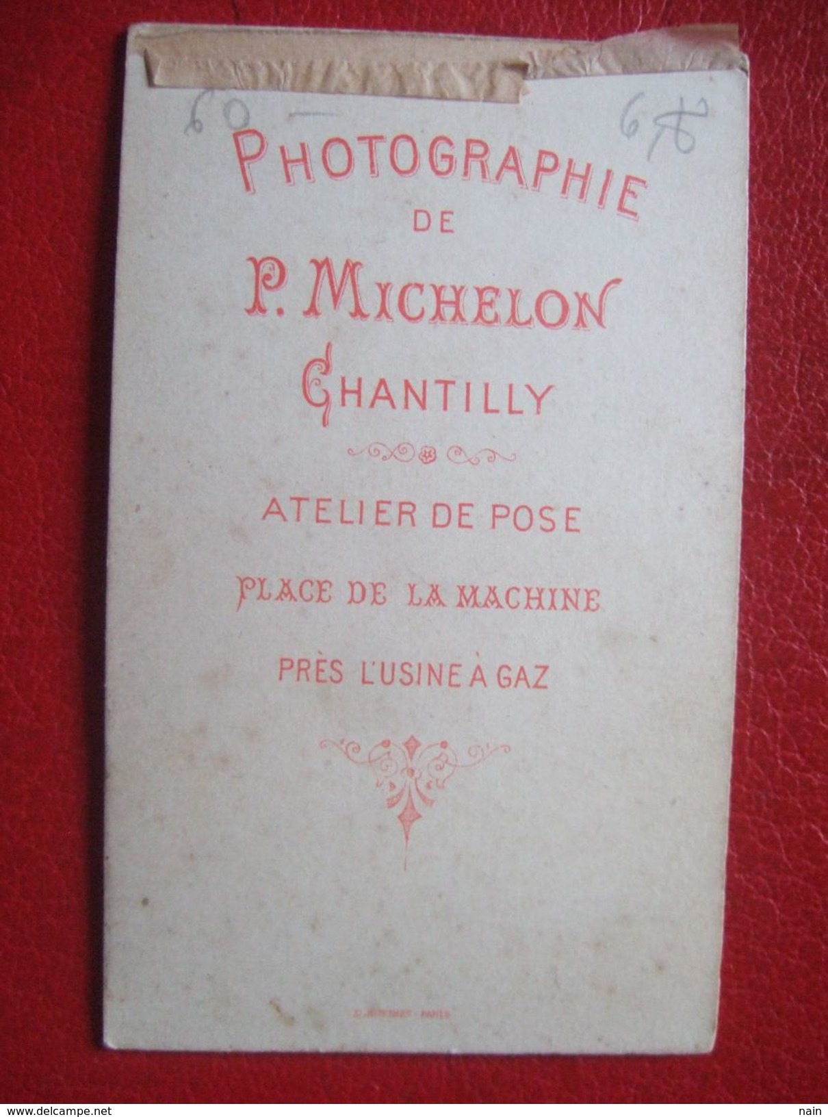 60 -  CHANTILLY -  PHOTO ANCIENNE,  ENVIRON 1880.. Portrait D'UN HOMME, NOTABLE..." - " PHOTO: P. MICHELON " - " RARE " - Anciennes (Av. 1900)