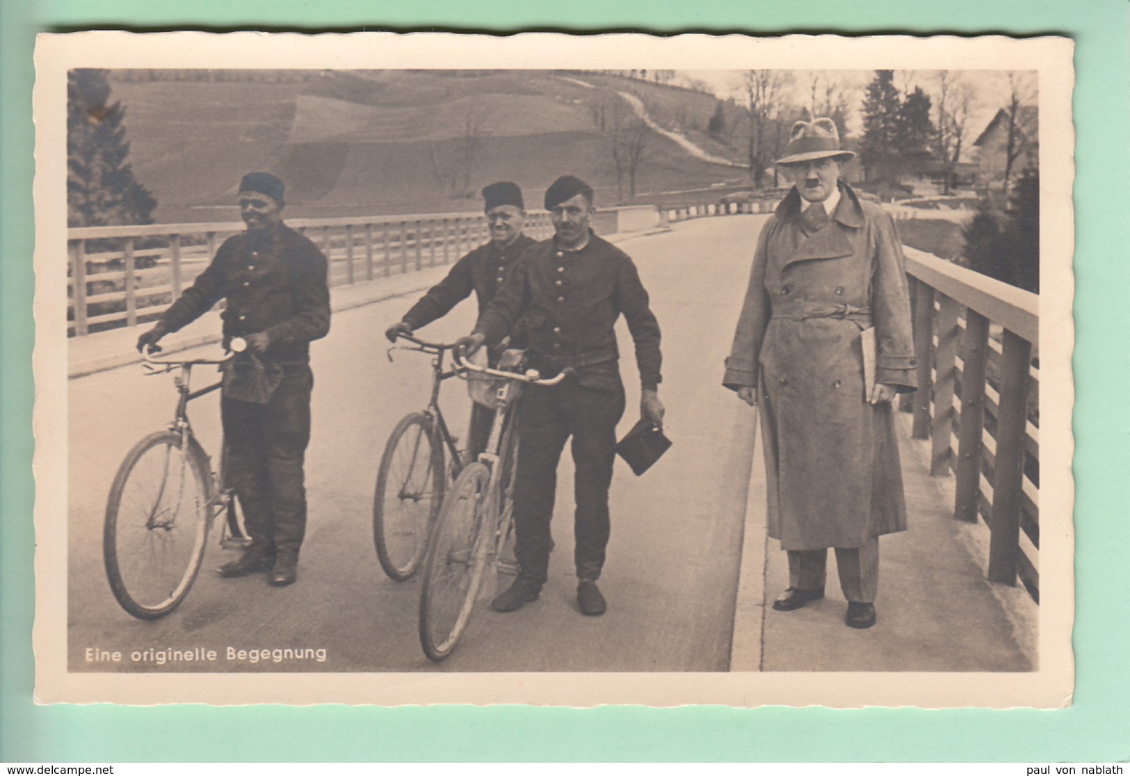 Adolf Hitler In Zivil + Drei Schornsteinfeger + Fahrrad # Fahrräder # Stempel Ammer-Hochbrücke # Photo-Hoffmann - Briefe U. Dokumente