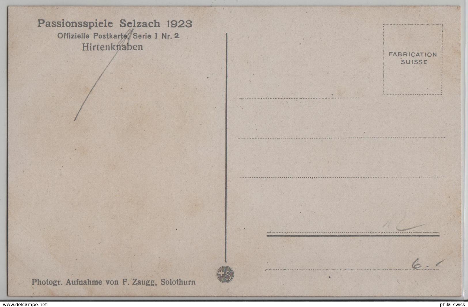 Passionsspiele Selzach 1923 - Hirtenknaben - Photo: F. Zaugg - Selzach