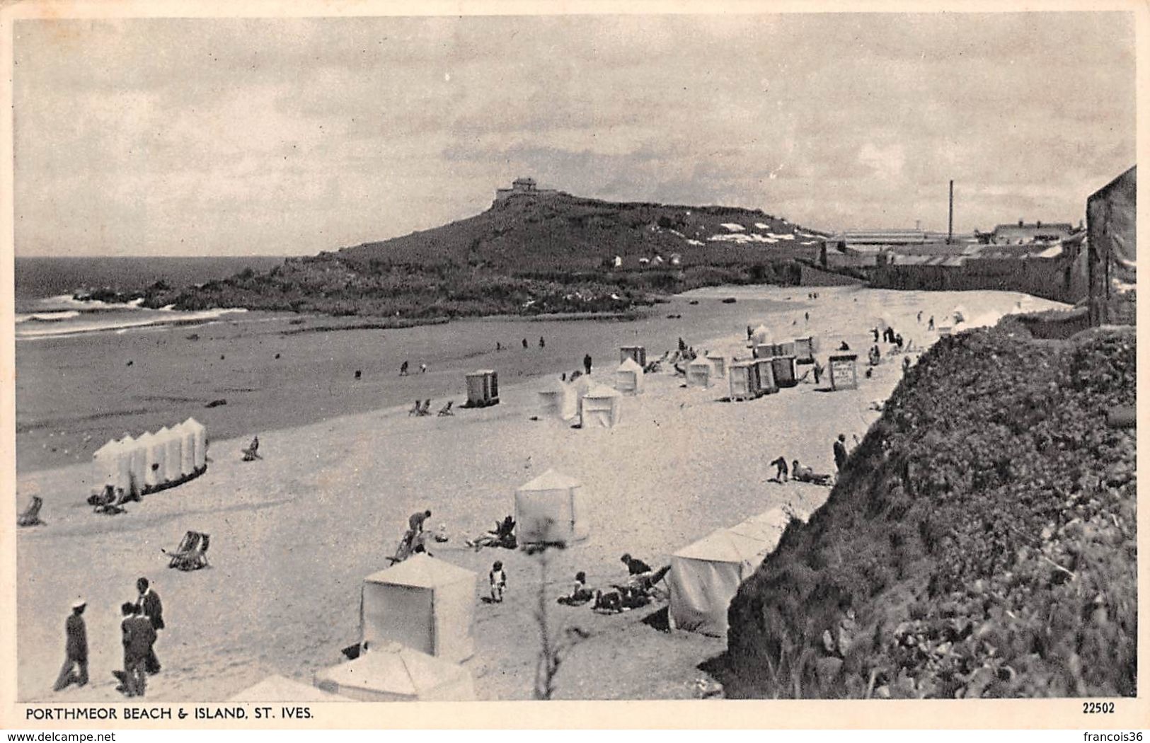 Angleterre - Cornwall - St Ives - Porthmeor Beach & Island - La Plage Et L'île - St.Ives