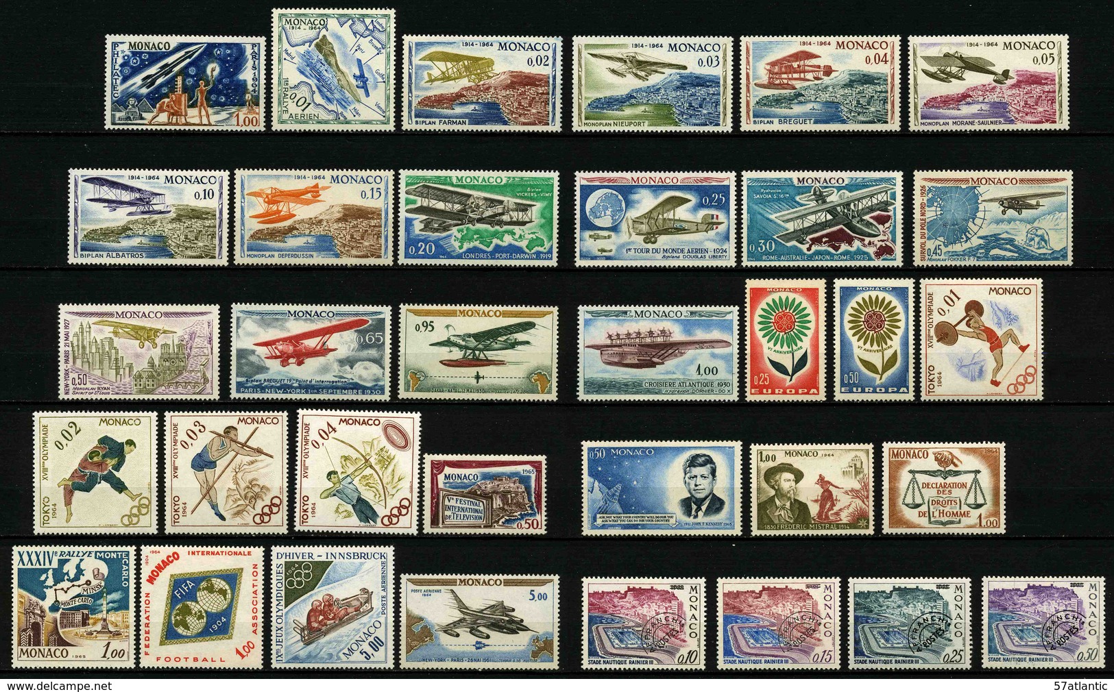 MONACO - ANNEE COMPLETE 1964 - YT 636 à 663 ** + PA 82 Et 83 ** + PREO 23 à 26 ** -  34 TIMBRES NEUFS ** - Full Years