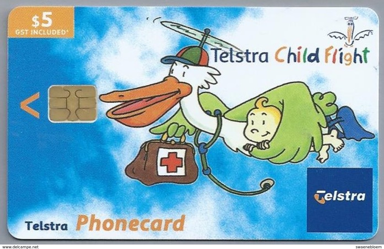 AU.- TELSTRA PHONECARD. $ 5. - Telstra Child Flight. Babies And Children's Intensive Care Emergency Helicopter- 2 Scans. - Australië