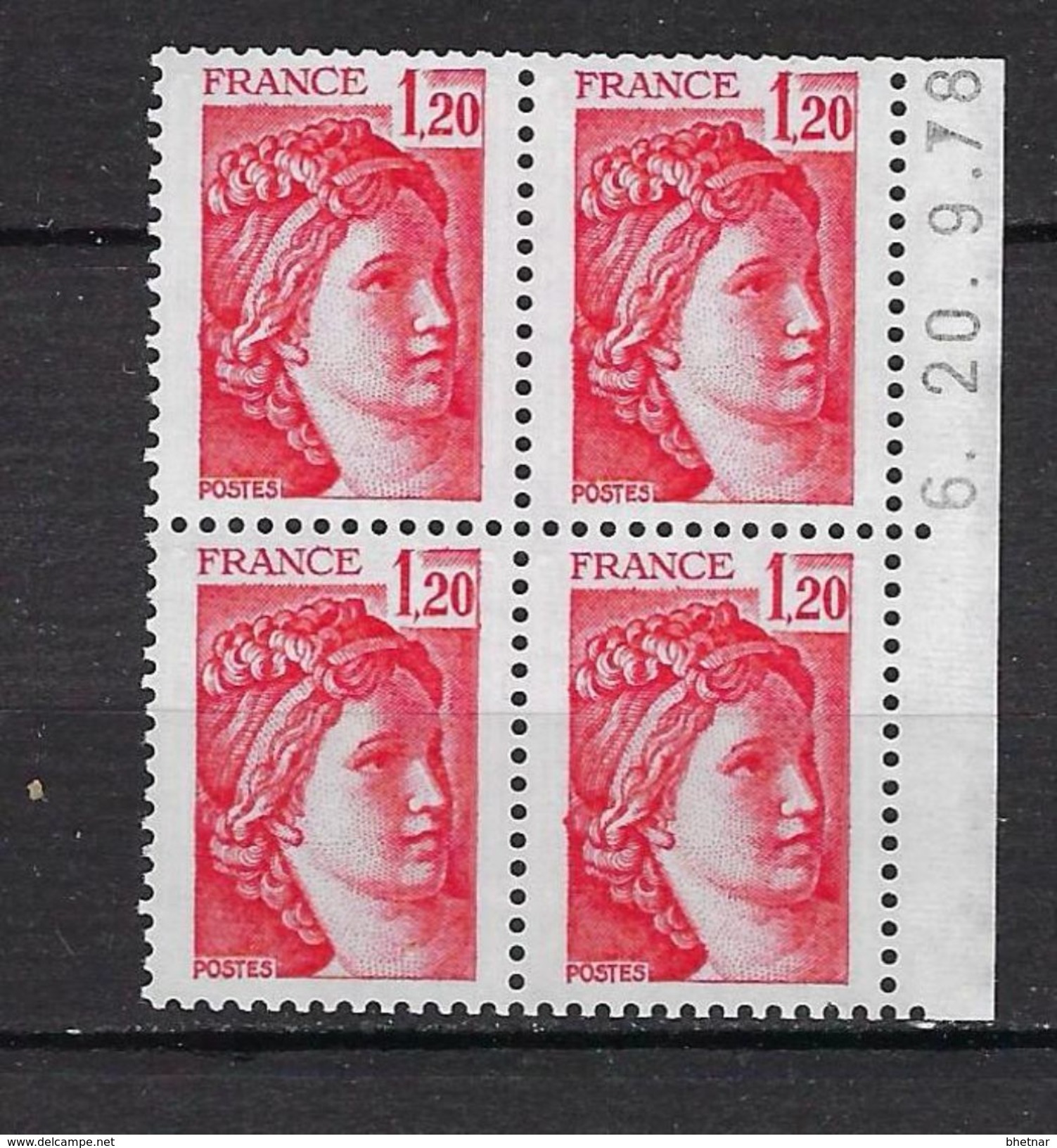 FR Coins Datés YT 1974 " Sabine 1F20 Rouge " Neuf** Du 20.9.78 Carnet - 1970-1979