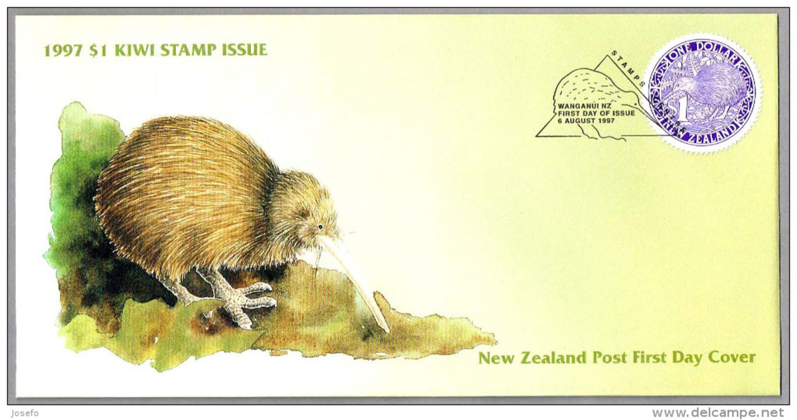 1997 $ 1 KIWI STAMP ISSUE. SPD/FDC Wanganui NZ 1997 - Kiwi