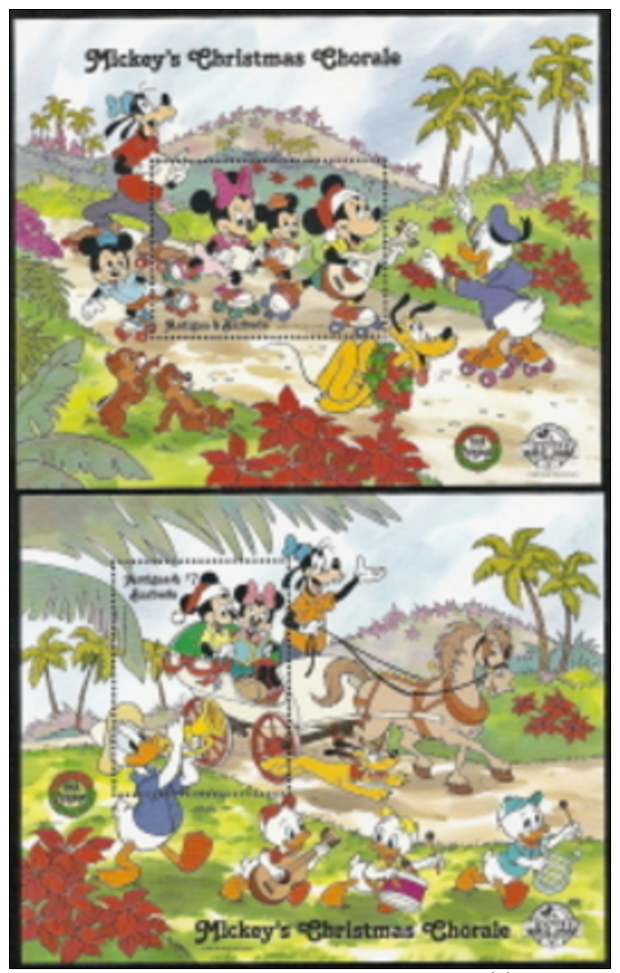 Antigua Barbuda,  Scott 2017 # 1168-1174,  Issued 1988,  Set Of 4 + Sheet Of 8 + 2 S/S Of 1,  MNH,  Cat $ 22.50,  Disney - Antigua And Barbuda (1981-...)