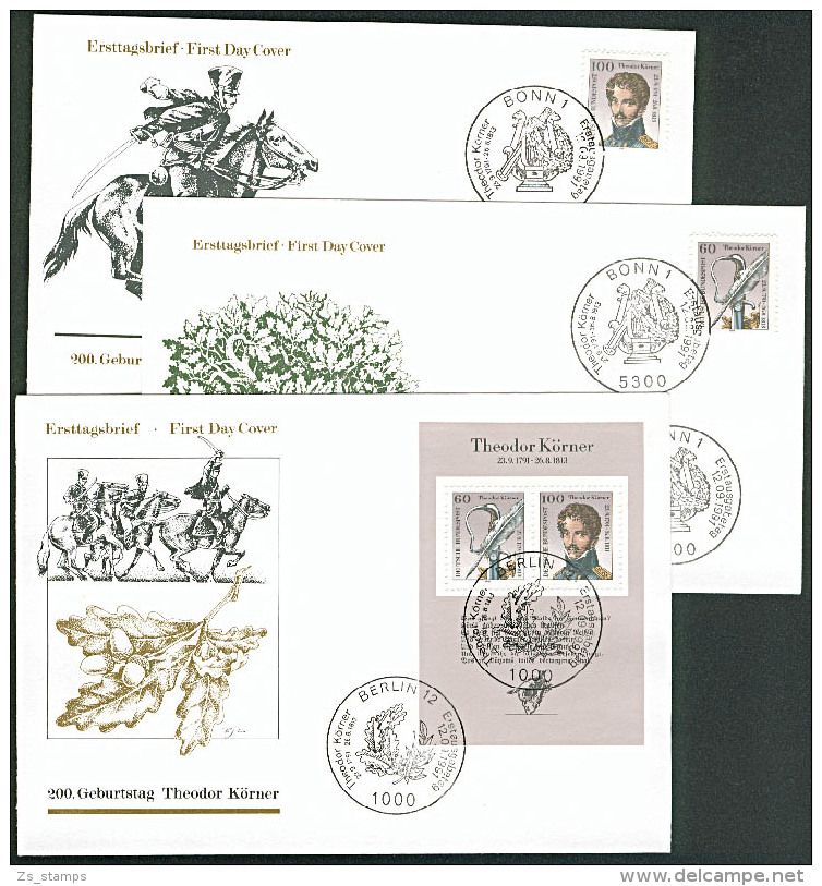 Theodor Körner Bzw. Marken Aus Block BRD Bl. 25 3 FDC - Sonstige & Ohne Zuordnung