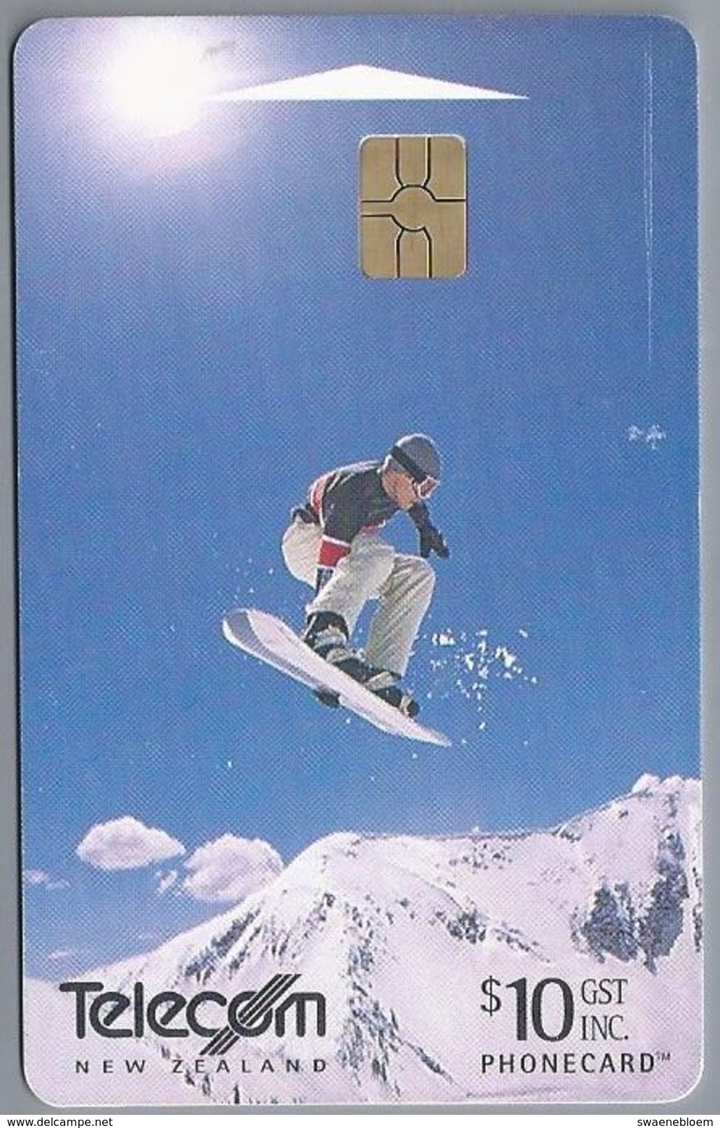 NZ.- TELECOM NEW ZEALAND PHONECARD. $ 10. SNOWBOARDING.- 2 Scans. - Sport