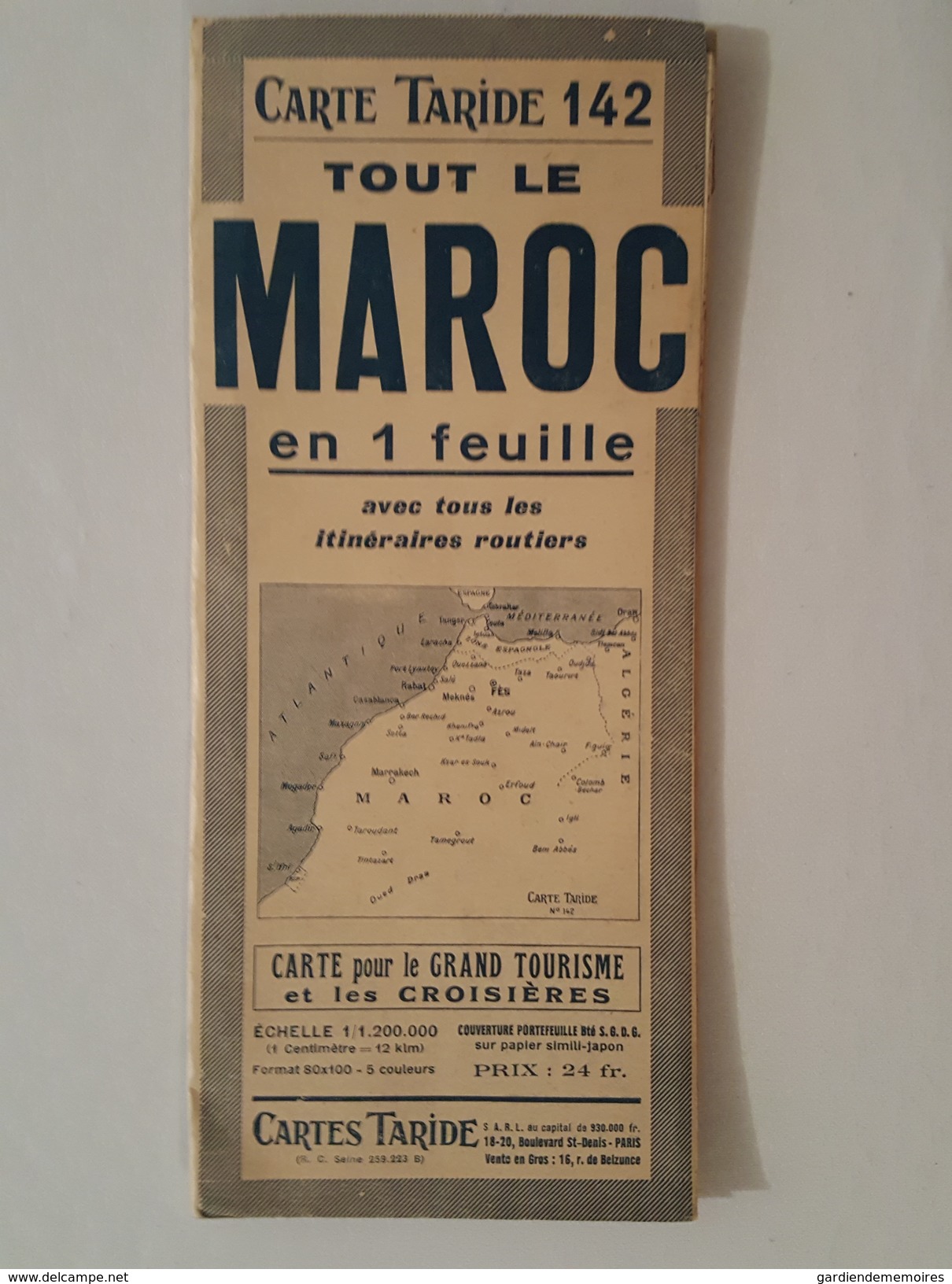 Grande Carte Routière Taride N°142 - Tout Le Maroc - Cartes Routières