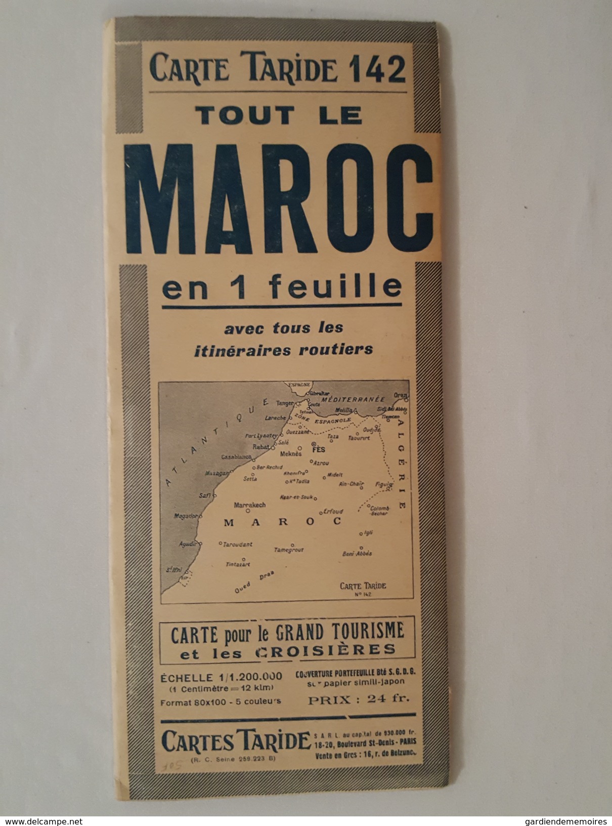 Grande Carte Routière Taride N°142 - Tout Le Maroc - Cartes Routières