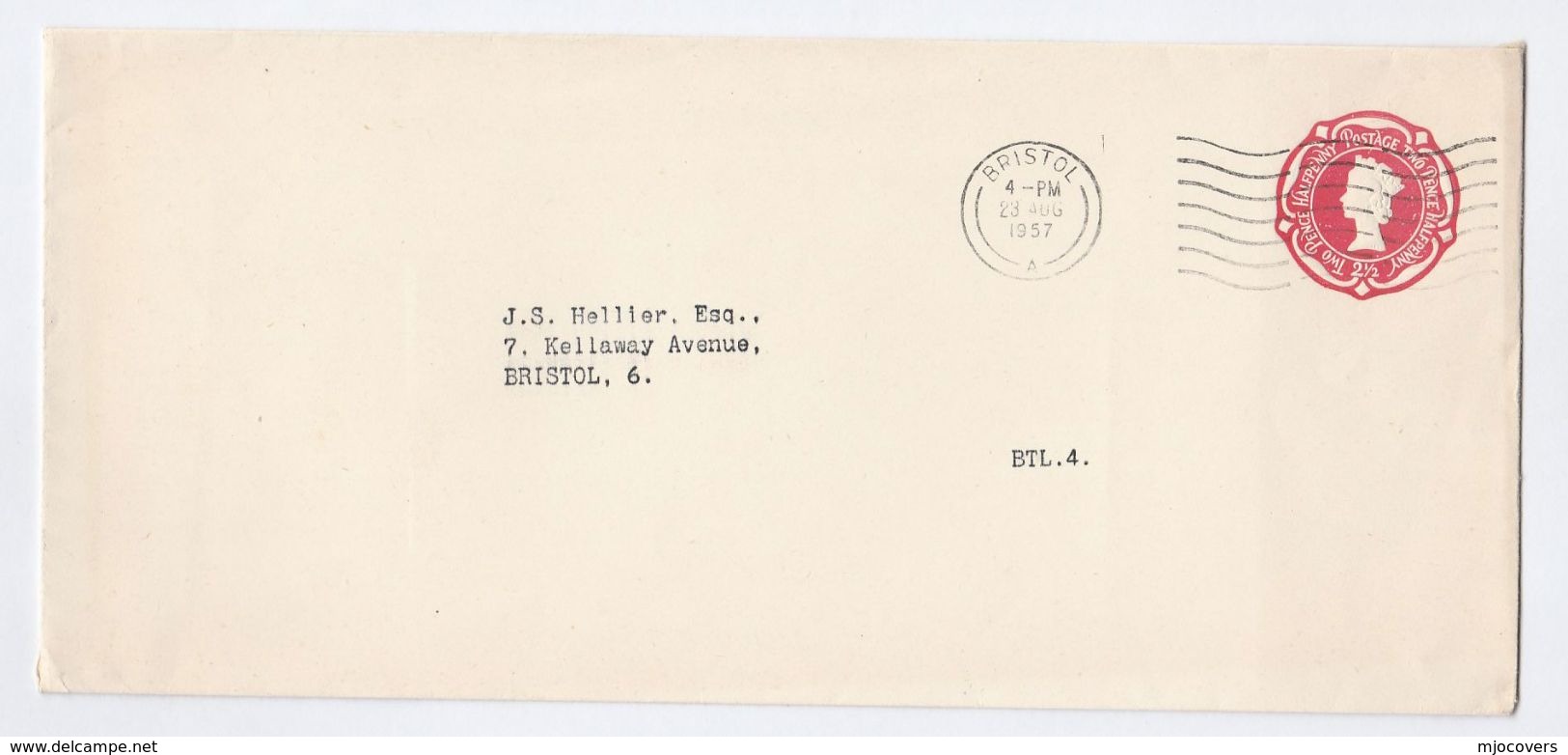 1957 Bristol GB  2 1/2d POSTAL STATIONERY COVER Stamps - Stamped Stationery, Airletters & Aerogrammes