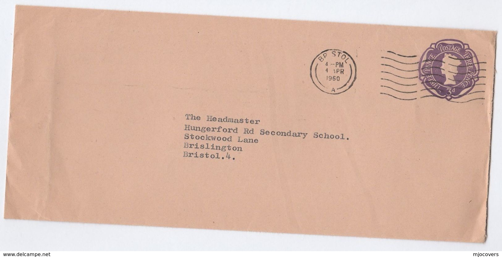 1960 Bristol GB 3d POSTAL STATIONERY COVER Stamps - Entiers Postaux