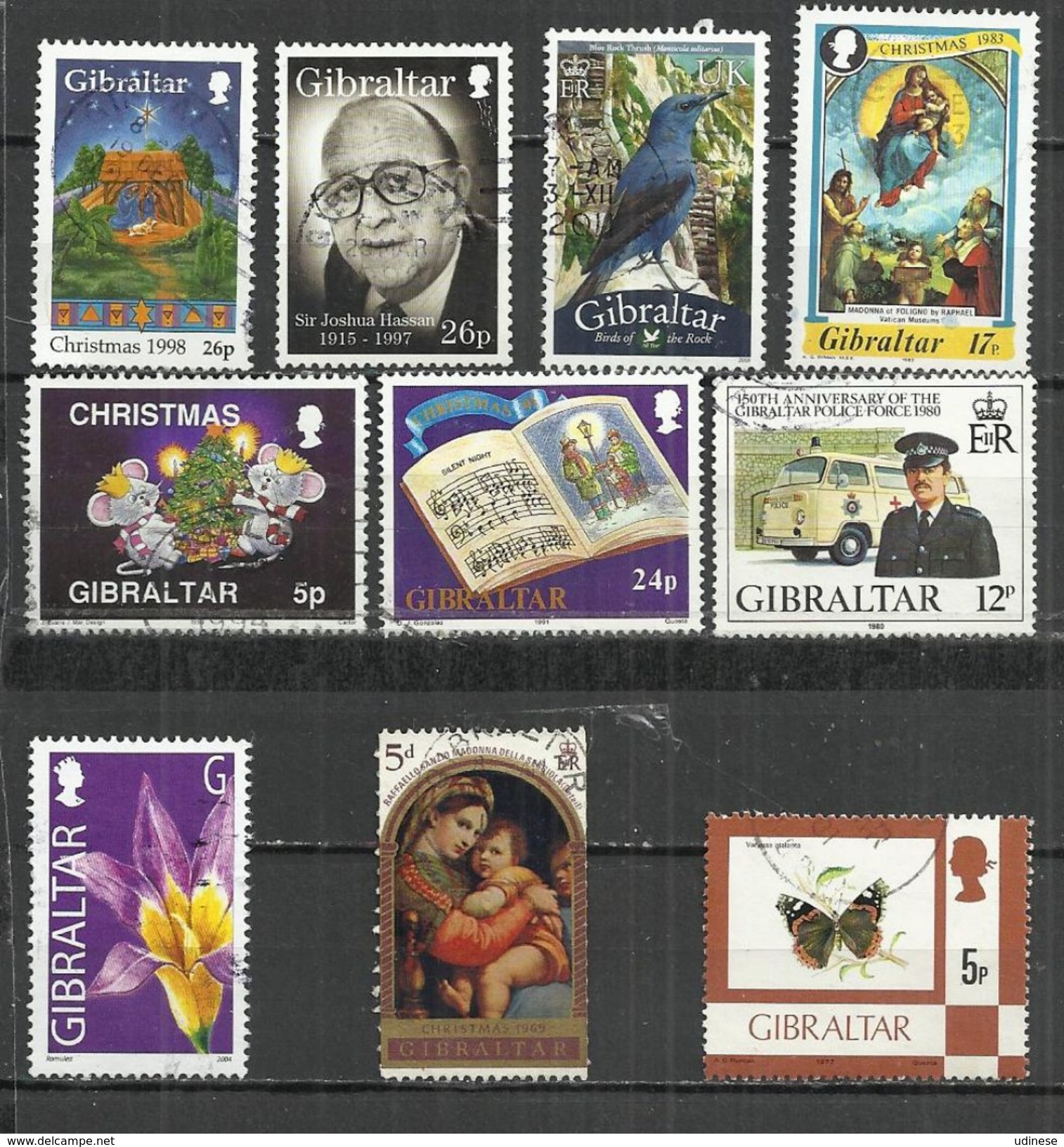 TEN AT A TIME - GIBRALTAR - LOT OF 10 DIFFERENT 1 - USED OBLITERE GESTEMPELT USADO - Gibraltar