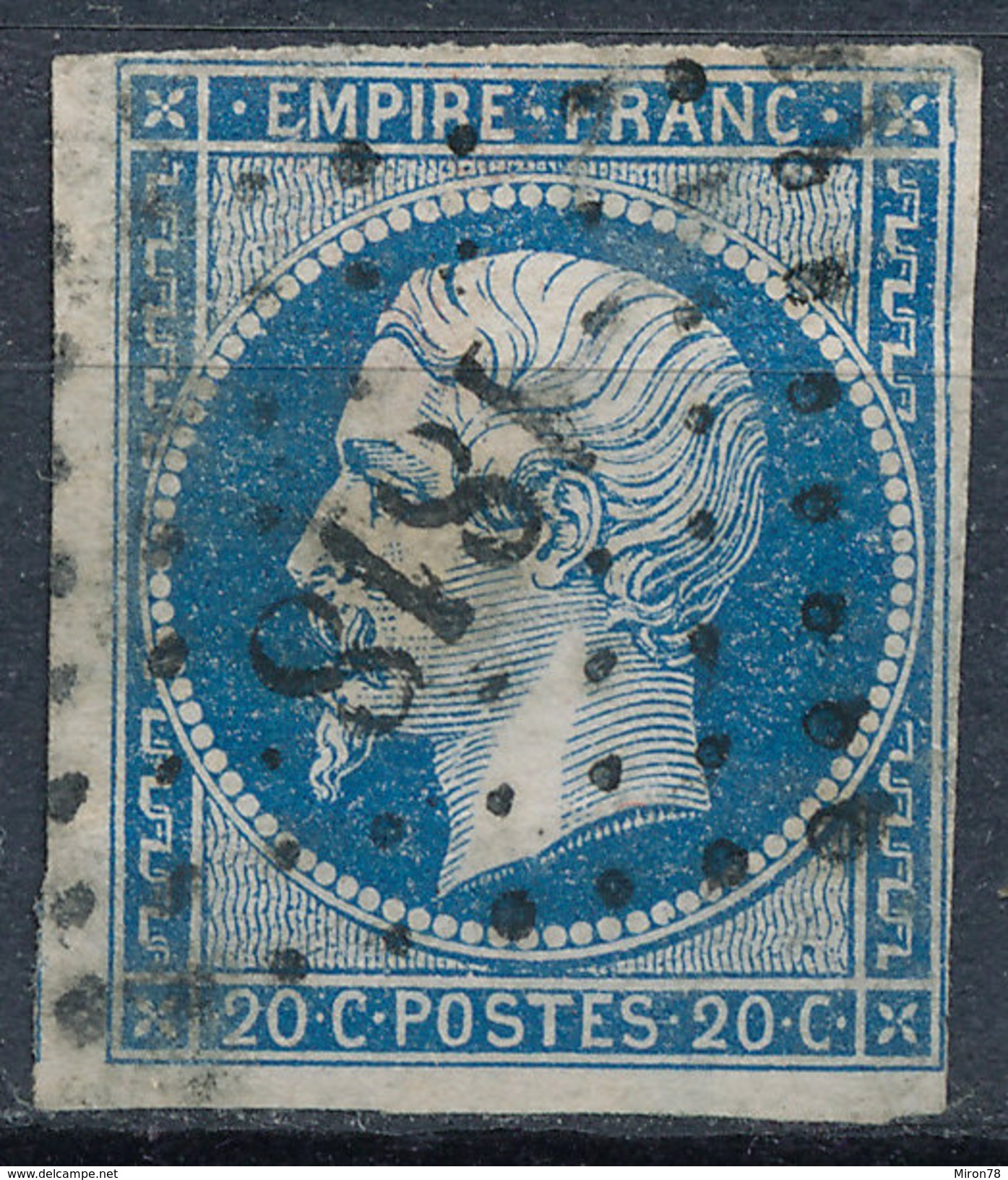 Stamp France Timbre 1853 20c Used Fancy Cancel Numeral Lot#38 - 1853-1860 Napoleon III