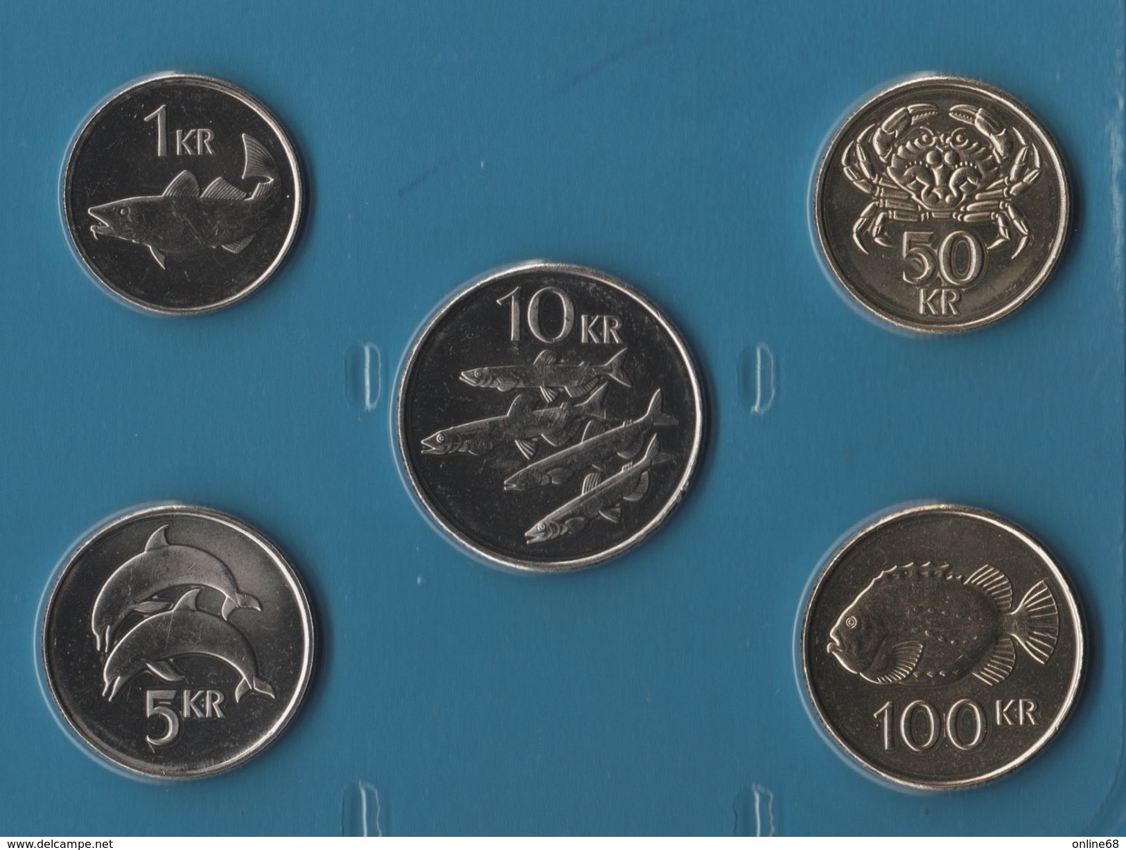 ISLAND SET 5 MONNAIES 1 KRONE  -  100 KRONEN 2005 - 2008 UNC ANIMALS - Islandia