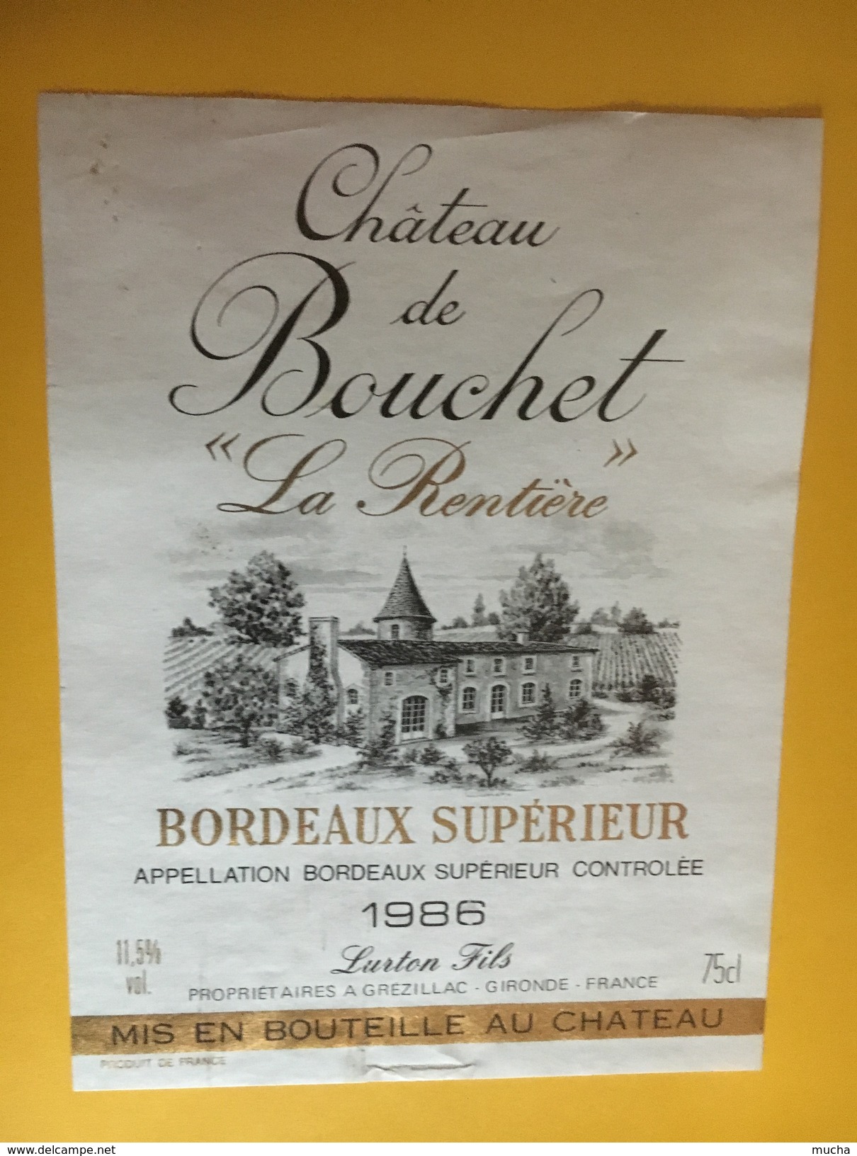 6096 - Château De Bouchet La Rentière 1986 - Bordeaux