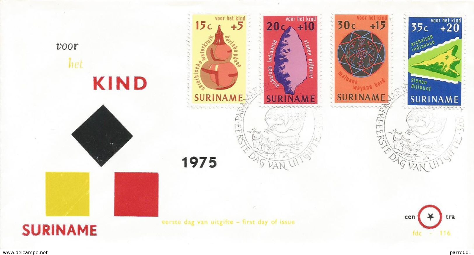 Suriname 1975 Paramaribo Prehistory Indians Stone Arrow Points FDC Cover - Vor- Und Frühgeschichte