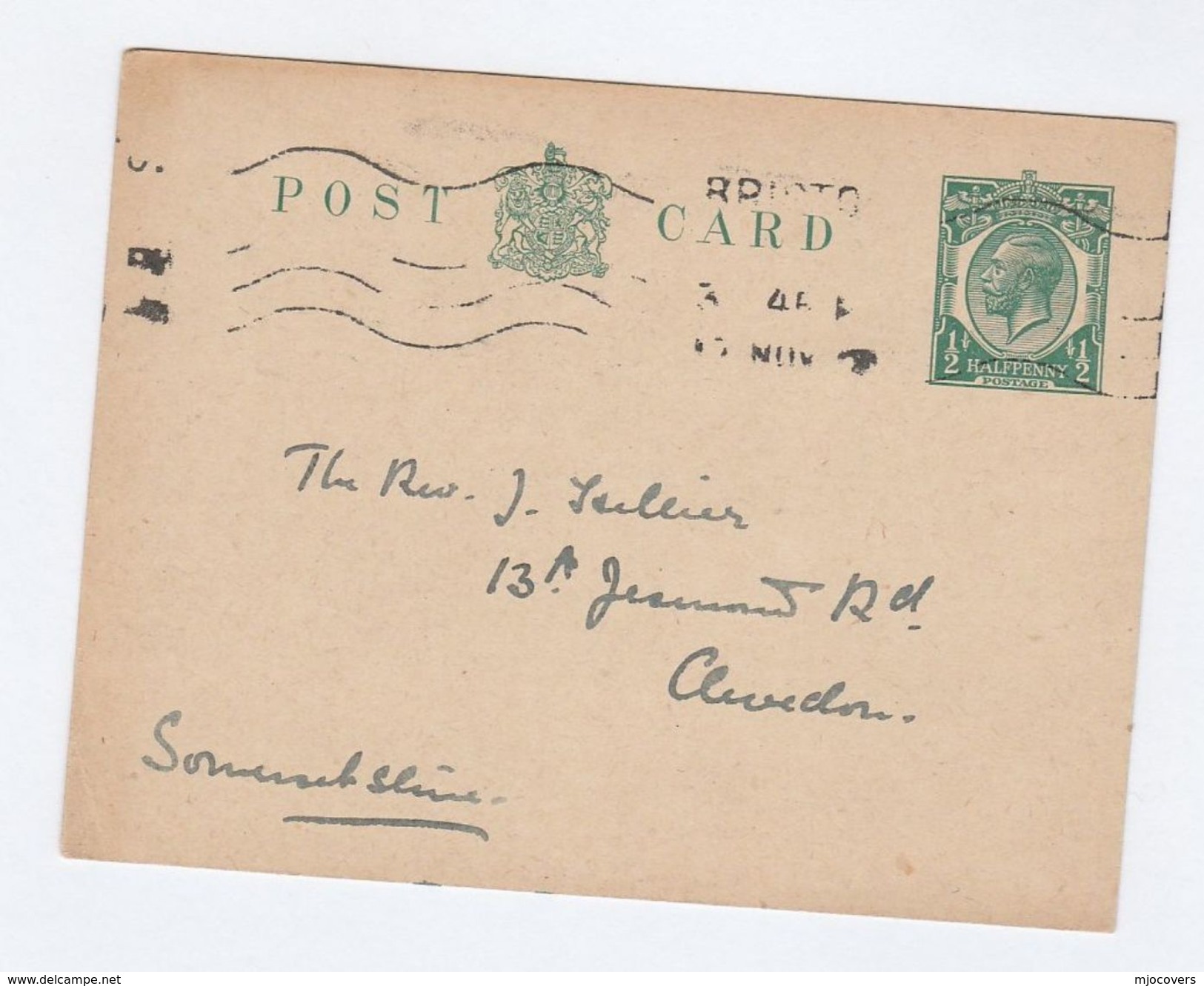 1917 Bristol GB GV Postal STATIONERY CARD Cover Stamps - Stamped Stationery, Airletters & Aerogrammes