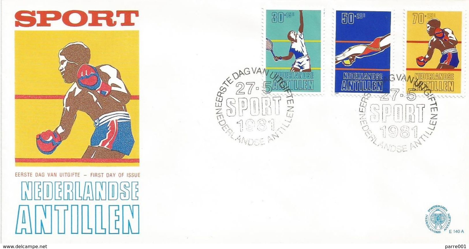 Netherlands Antilles 1981 Boxing Tennis Swimming FDC Cover - Boxing