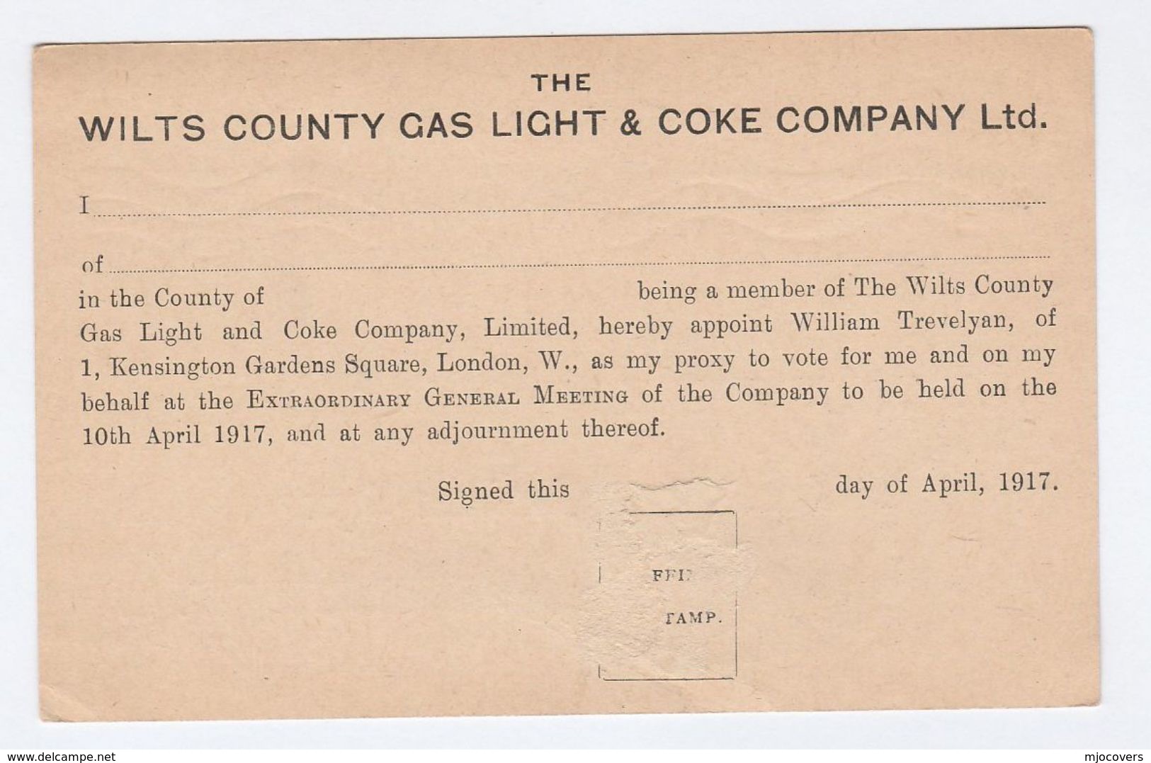 1917 GB Wilts County GAS LIGHT & COKE Co Postal STATIONERY CARD Gv Stamps Cover Energy Minerals - Gas