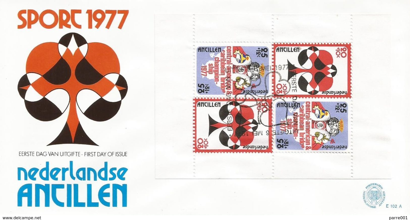 Netherlands Antilles 1977 Bridge Championship Card Games  FDC Cover - Zonder Classificatie