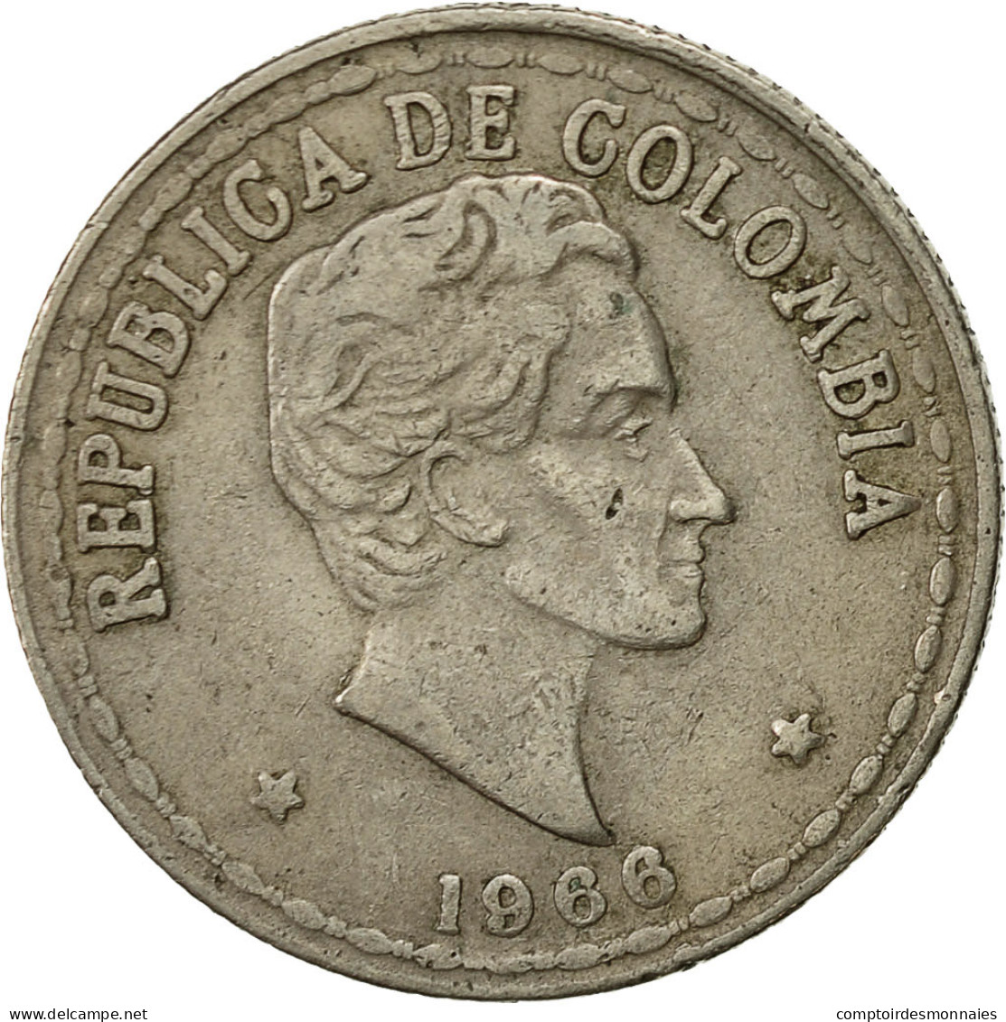Monnaie, Colombie, 20 Centavos, 1966, TTB, Copper-nickel, KM:215.3 - Colombia