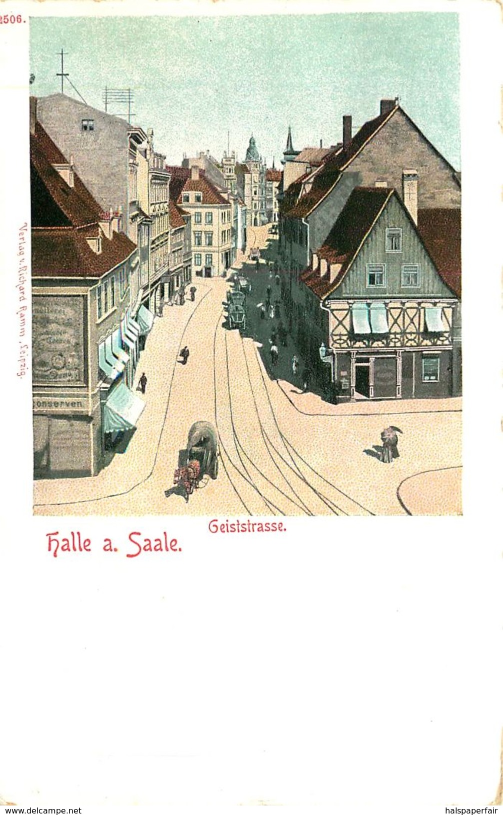 HALLE A. SAALE, THURINGIA, GERMANY, GEISTSTRASSE, VINTAGE POSTCARD - Altri & Non Classificati