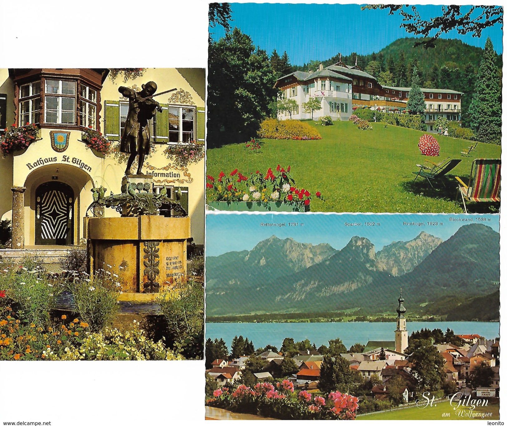 ST. GILGEN Wolfgangsee Salzburg Mozartbrunnen Hotel BILLROTH Parkhotel 3 Karten - St. Gilgen