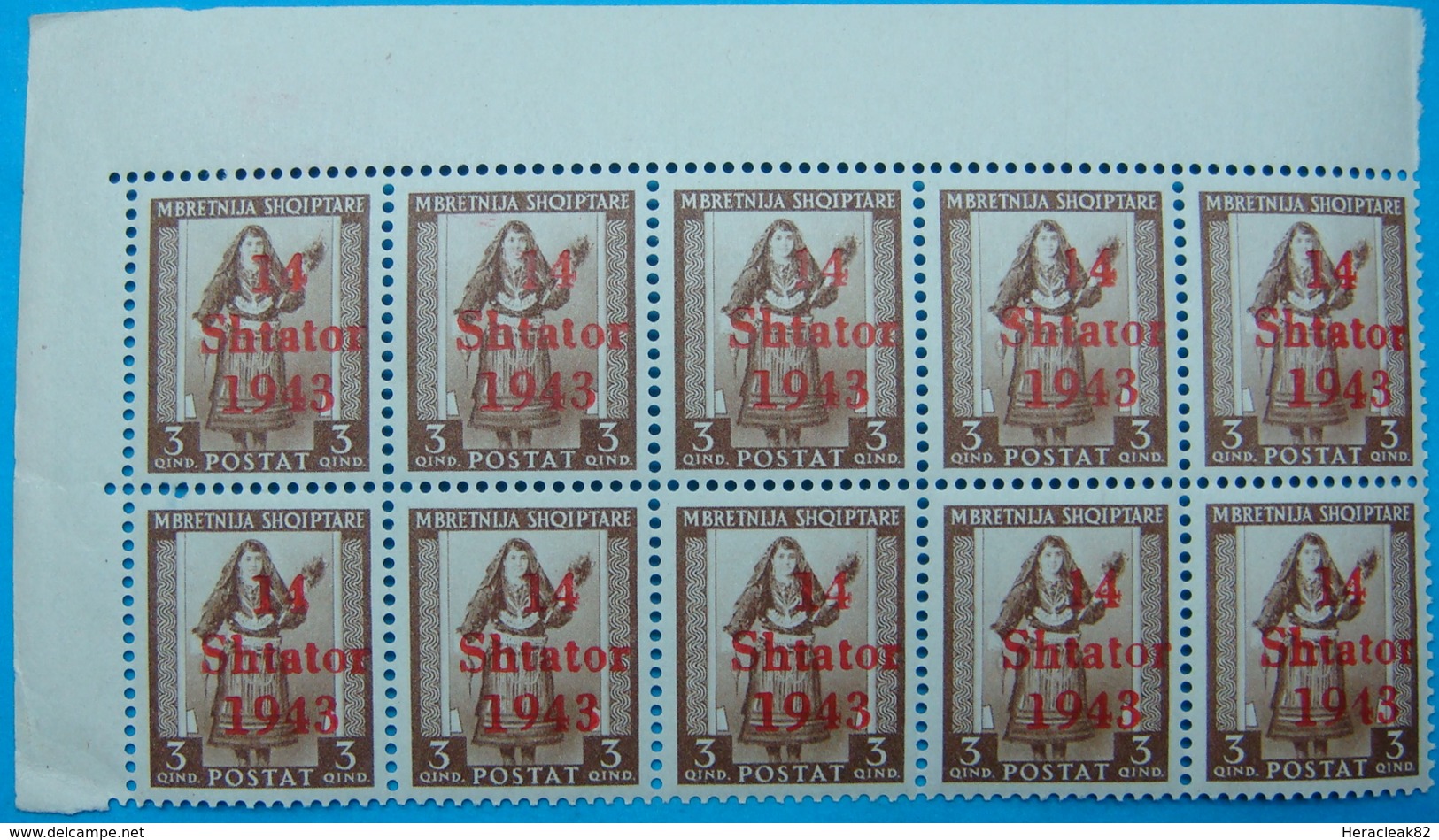 1943 ALBANIA 10 STAMPS 1 QIND On 3 QIND 14 SHTATOR 1943 MNH - Albanie