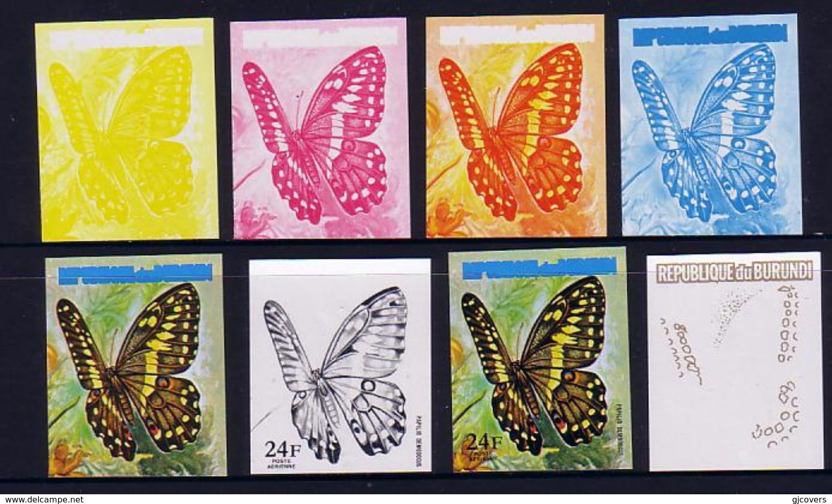 Burundi 1973 Butterfly Progressive Proof Set Showing Progressive Colours - Ungebraucht