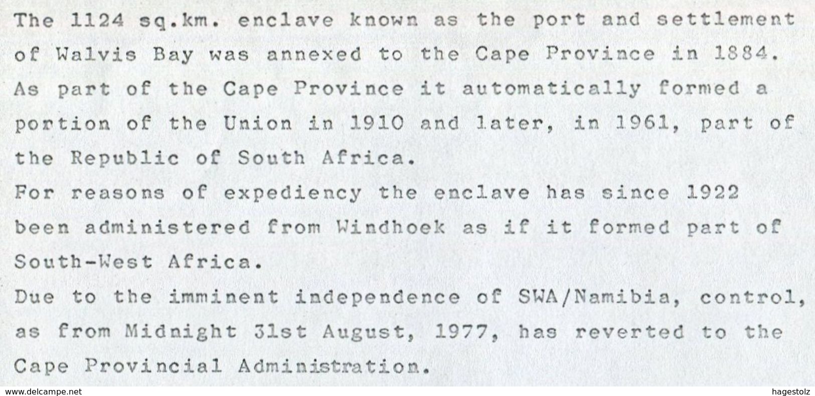 South Africa 1977 WALVIS BAY Pmk Walvisbaai Enclave Return To RSA Post Card Postkarte Südafrika Carte Afrique Du Sud - Other & Unclassified