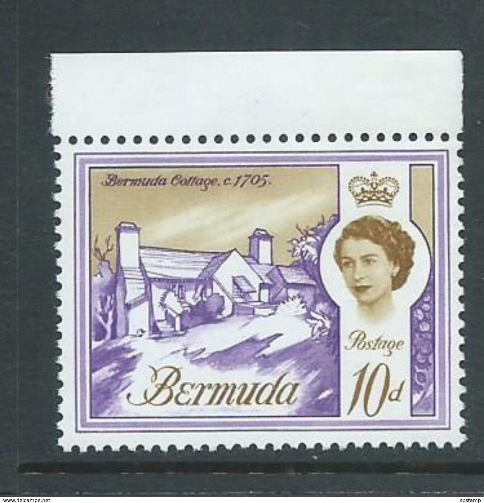 Bermuda 1962 QEII Building Definitives 10d Cottage Upright Wmk MNH - Bermuda