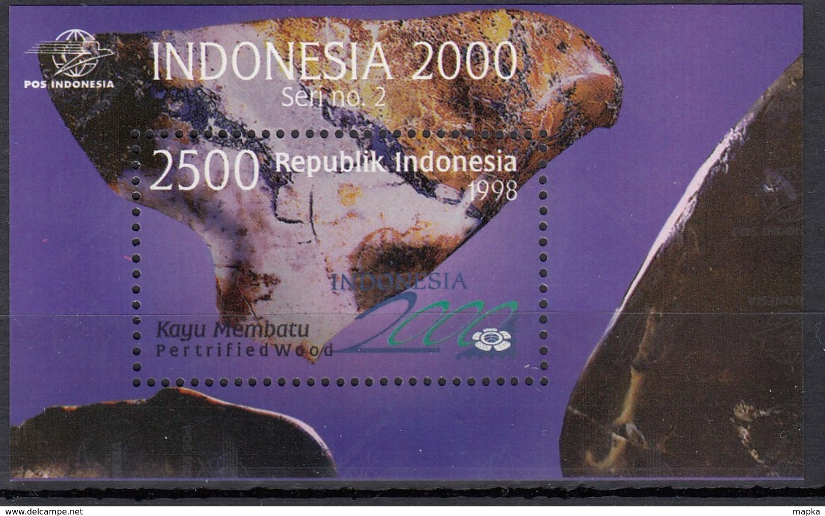 H324 1998 INDONESIA MINERALS PETRIFIED WOOD INDONESIA 2000 1BL MNH - Minerals
