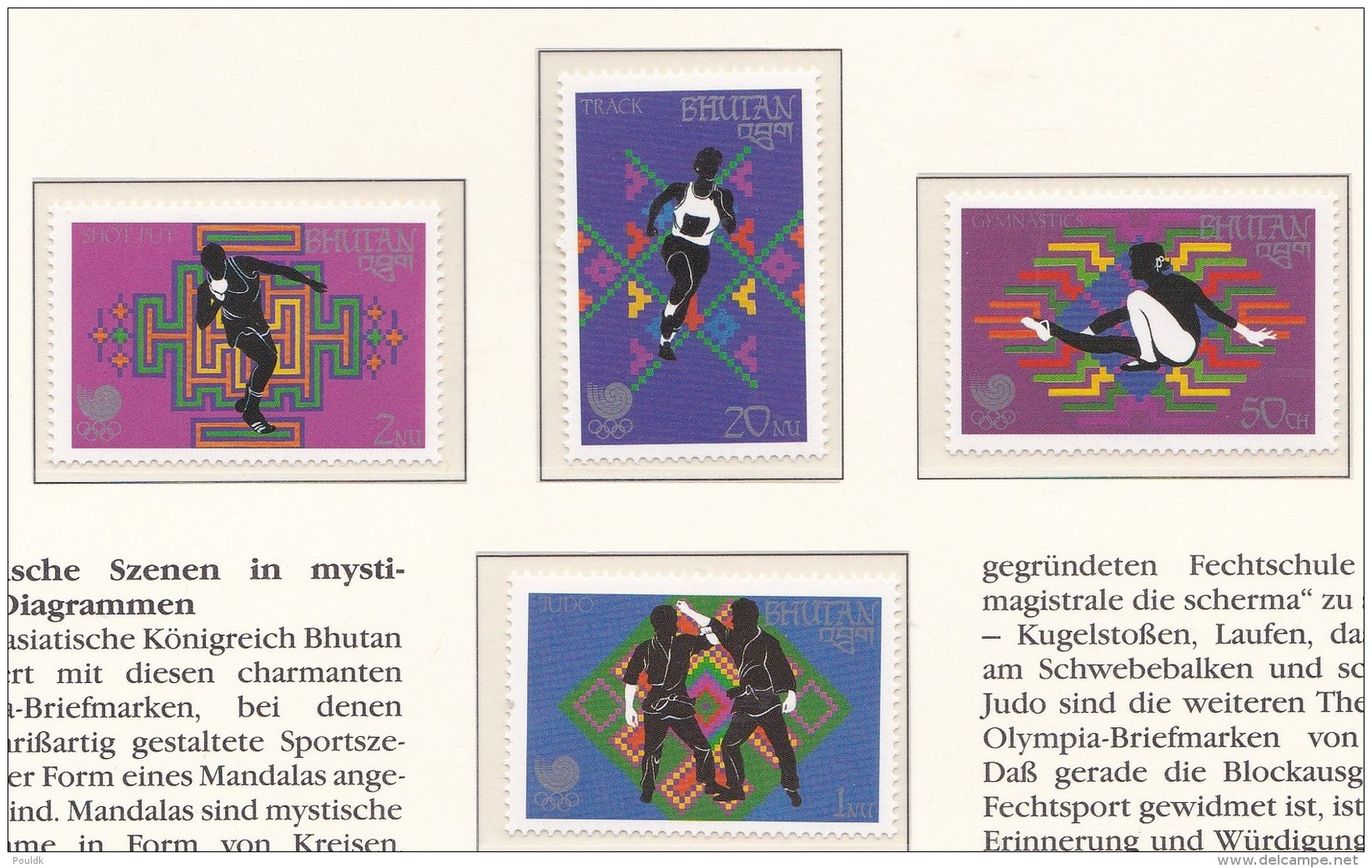 Bhutan 1988 Seoul Olympic Games - Four Emails MNH/** (H34) - Summer 1988: Seoul