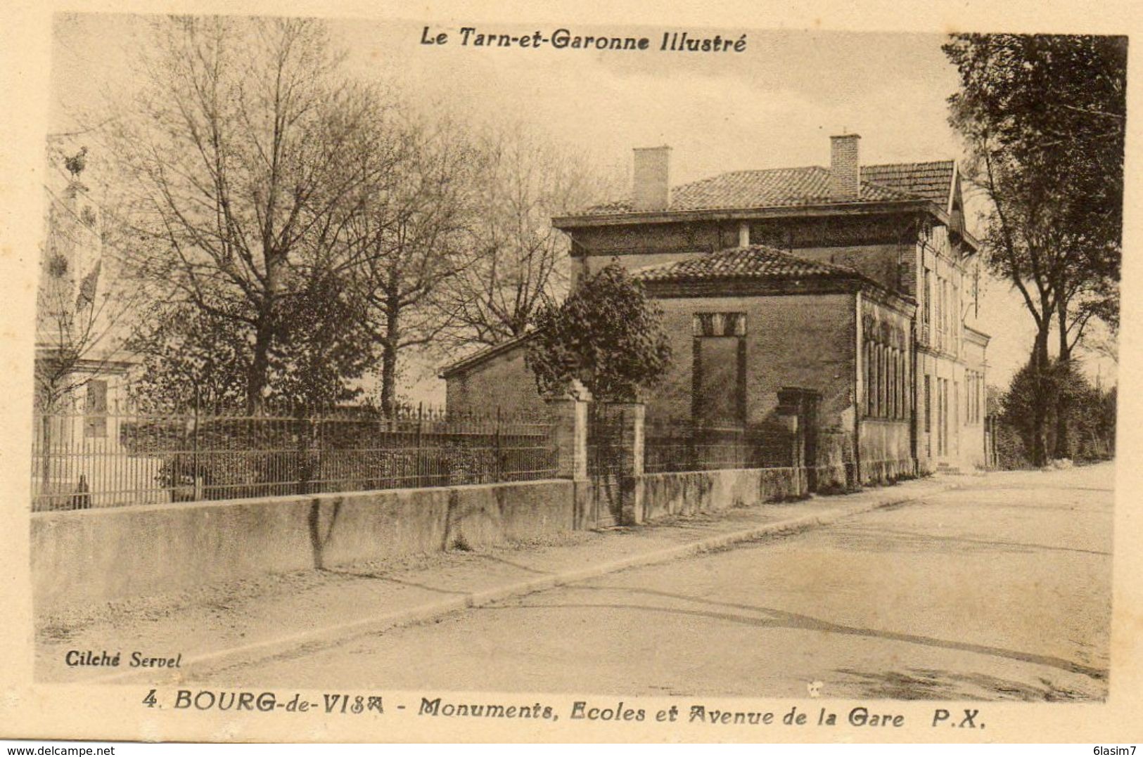 CPA - BOURG-de-VISA (82) - Aspect Des Ecoles, Du Monument Aux Morts Et De L'avenue De La Gare Dans Les Années 30 - Bourg De Visa