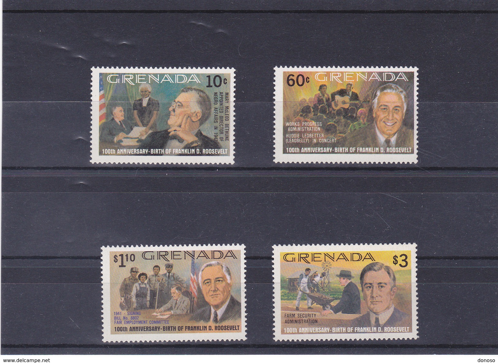 GRENADE 1982 ROOSEVELT  Yvert 1038-1041+ BF 403 NEUF** MNH - Grenada (1974-...)