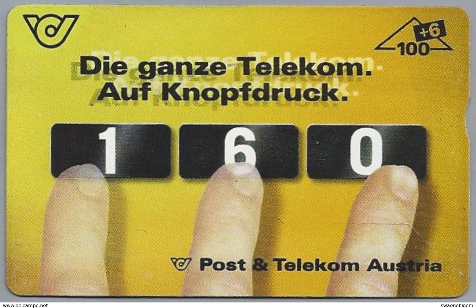 AT.- Telefoonkaart. Post & Telekom Austria. Di Ganze Telekom Auf Knopfdruck. 160. Bleiben Wir Im Gesprach. 2 Scans. - Oostenrijk