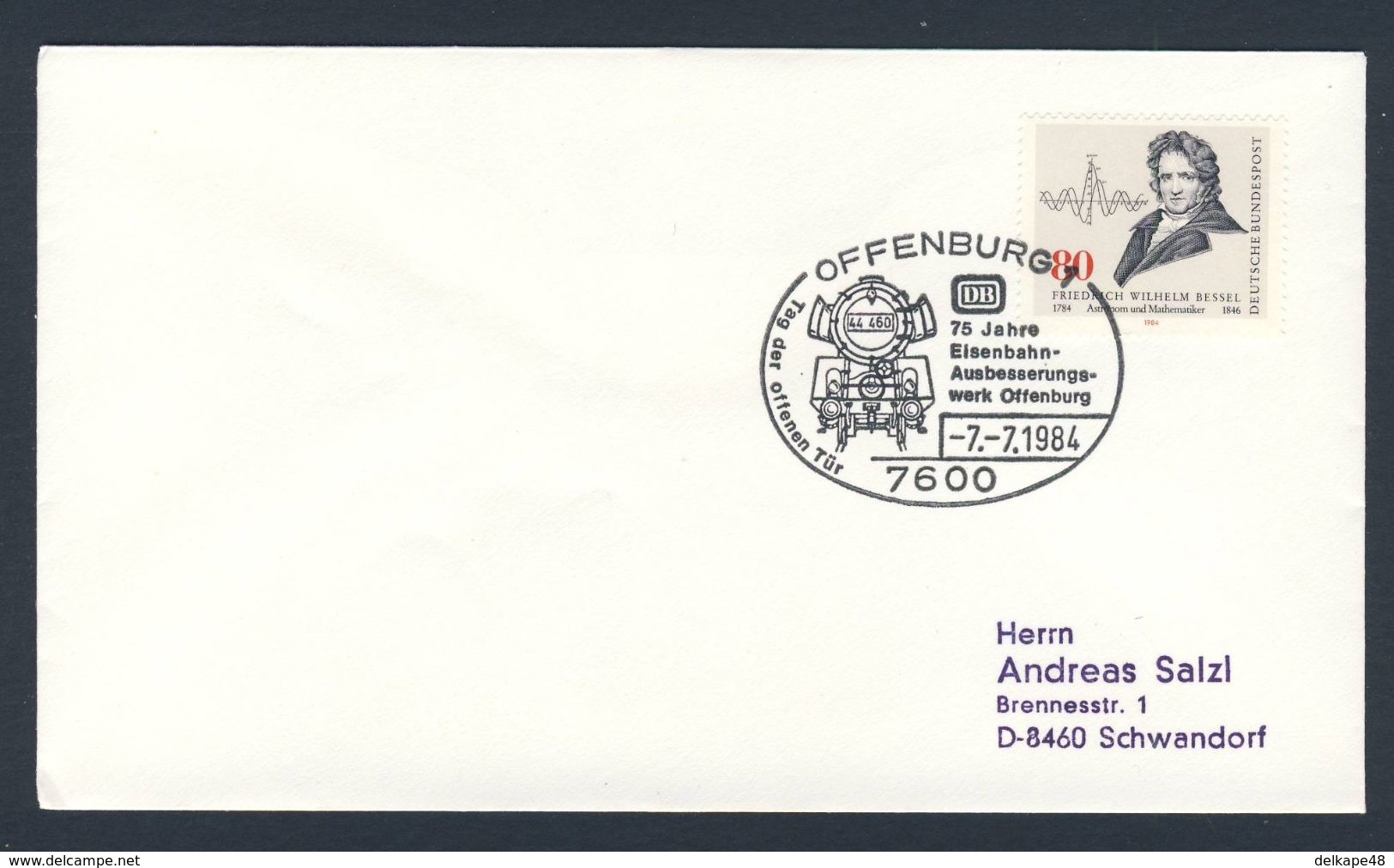 Deutschland Germany 1984 Cover / Brief - 75 Jahre DB Eisenbahn-Ausbesserungswerk Offenbrug / Repair Shop Railway - Trenes