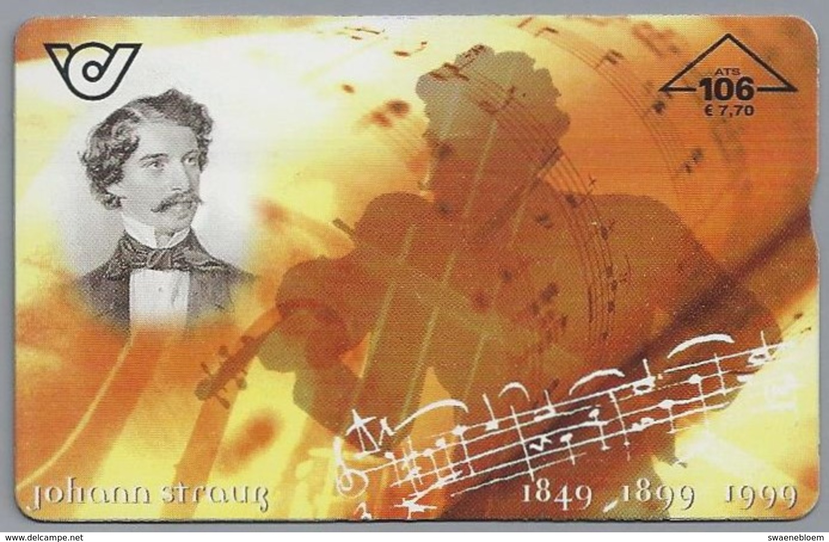 AT.- Telefoonkaart. Johann Strauss. 1849 1899 1999. Eine Hommage An Johann Strauss Vater Und Sohn. 2 Scans. - Oostenrijk