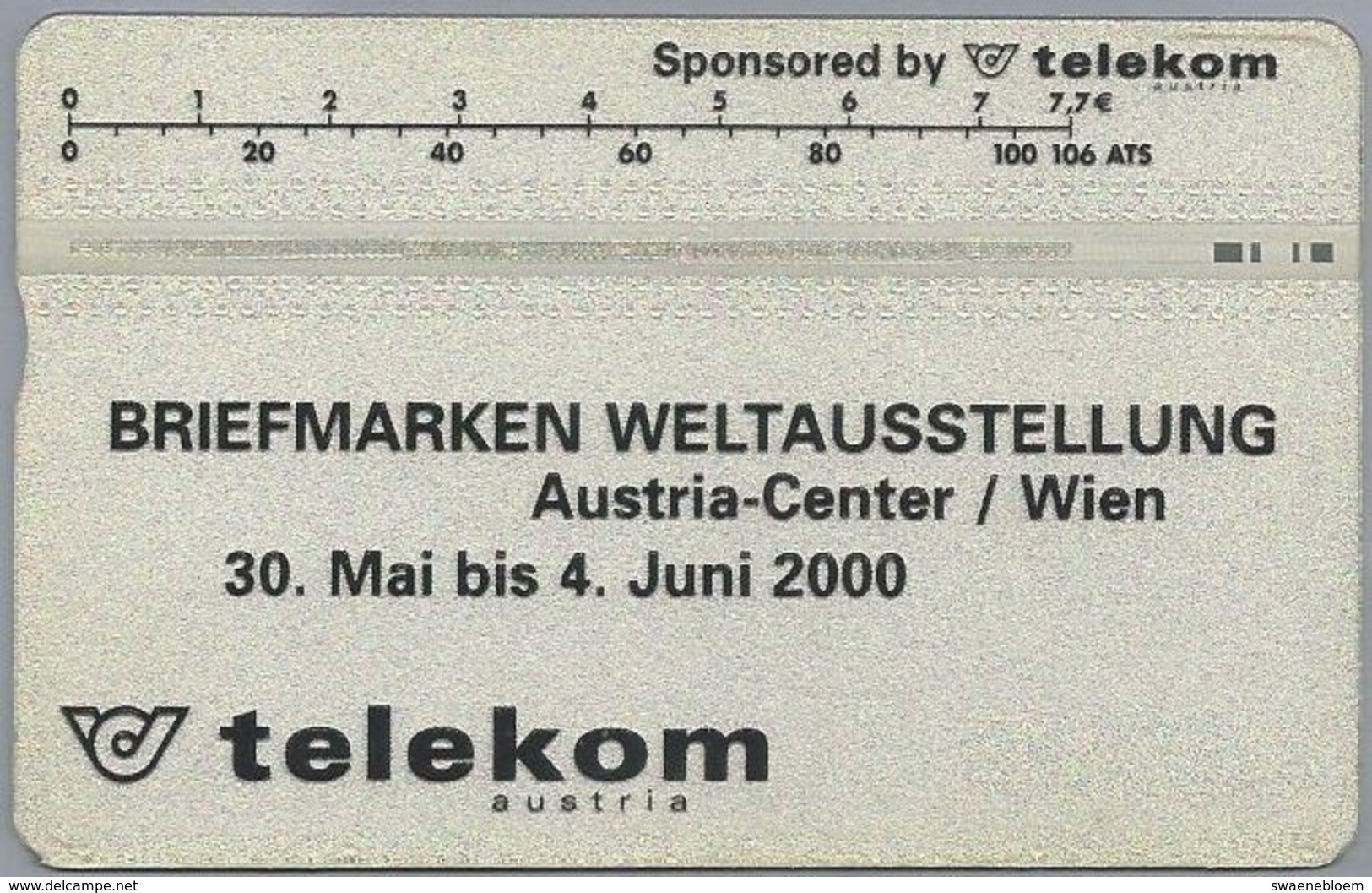 AT.- Telefoonkaart.Telekom Austria. WIPA 2000. WIENER INTERNATIONALE POSTWERTZEICHEN-AUSSTELLUNG. 2 Scans. - Austria