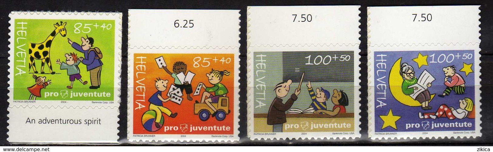 Switzerland/Suisse/Helvetia 2004 Pro Juventute - Children`s Rights.giraffe.card.truck.month.Education. MNH - Ongebruikt