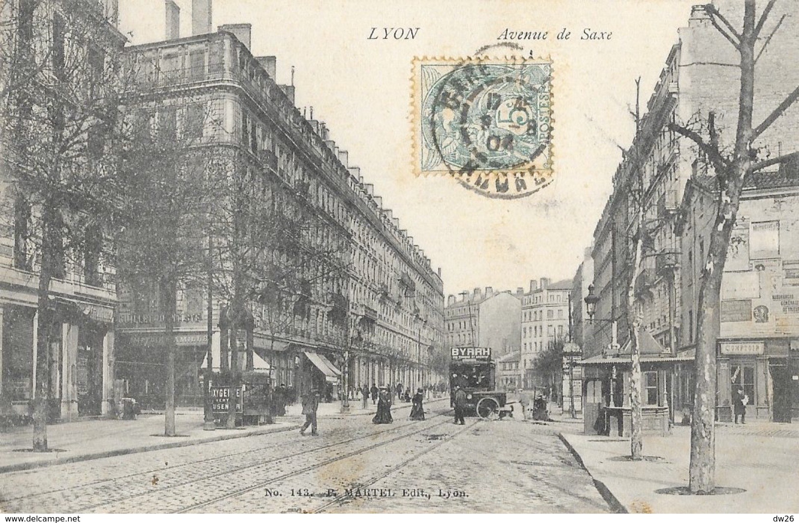 Lyon - Avenue De Saxe, Tramway - Edition Martel - Carte N° 143 Dos Simple - Lyon 3