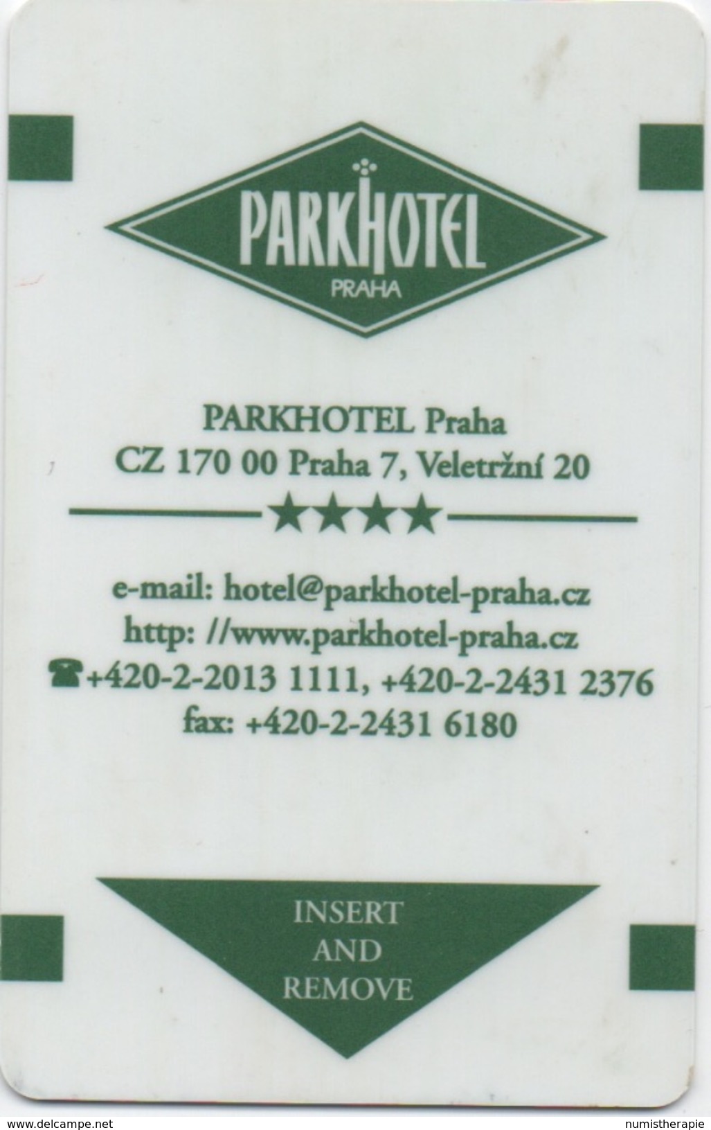 Carte Clé Hôtel & Casino : Parkhotel Praha Prague - Cartes De Casino