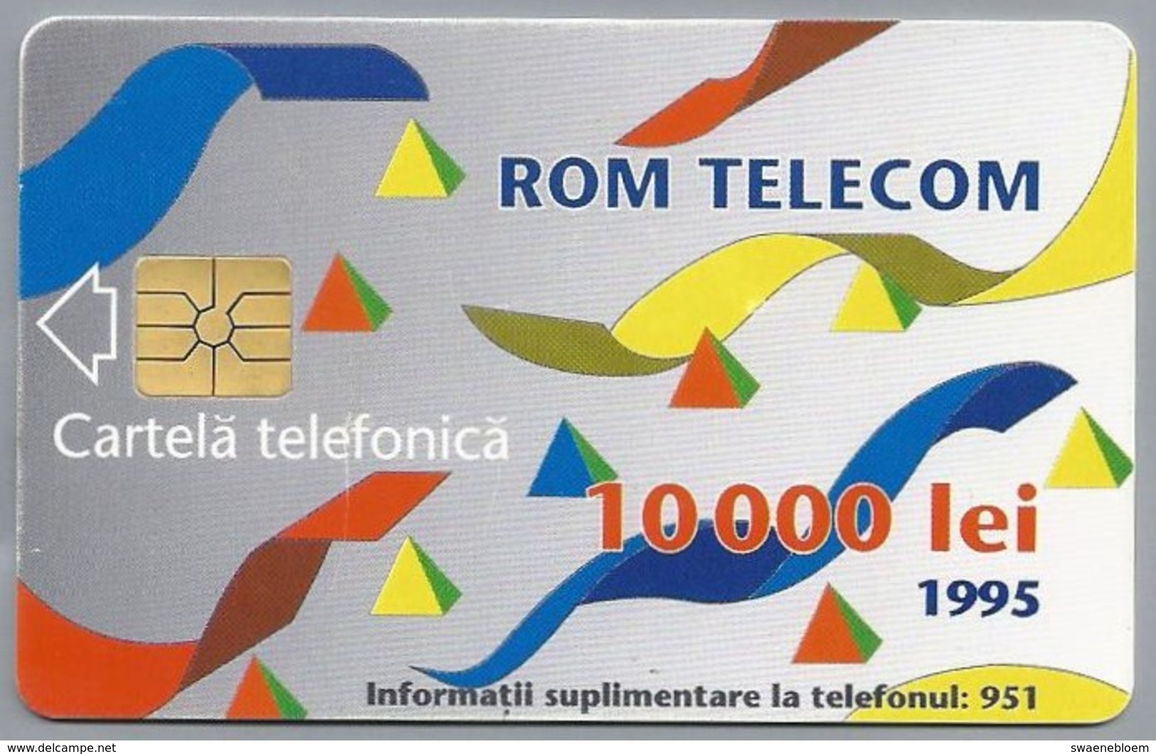 RO.- Telefoonkaart. ROM TELECOM. Cartela Telefonica. 10 000 Lei 1995. In Contact Cu Lumea Prin. Roemenië. 2 Scans. - Roemenië