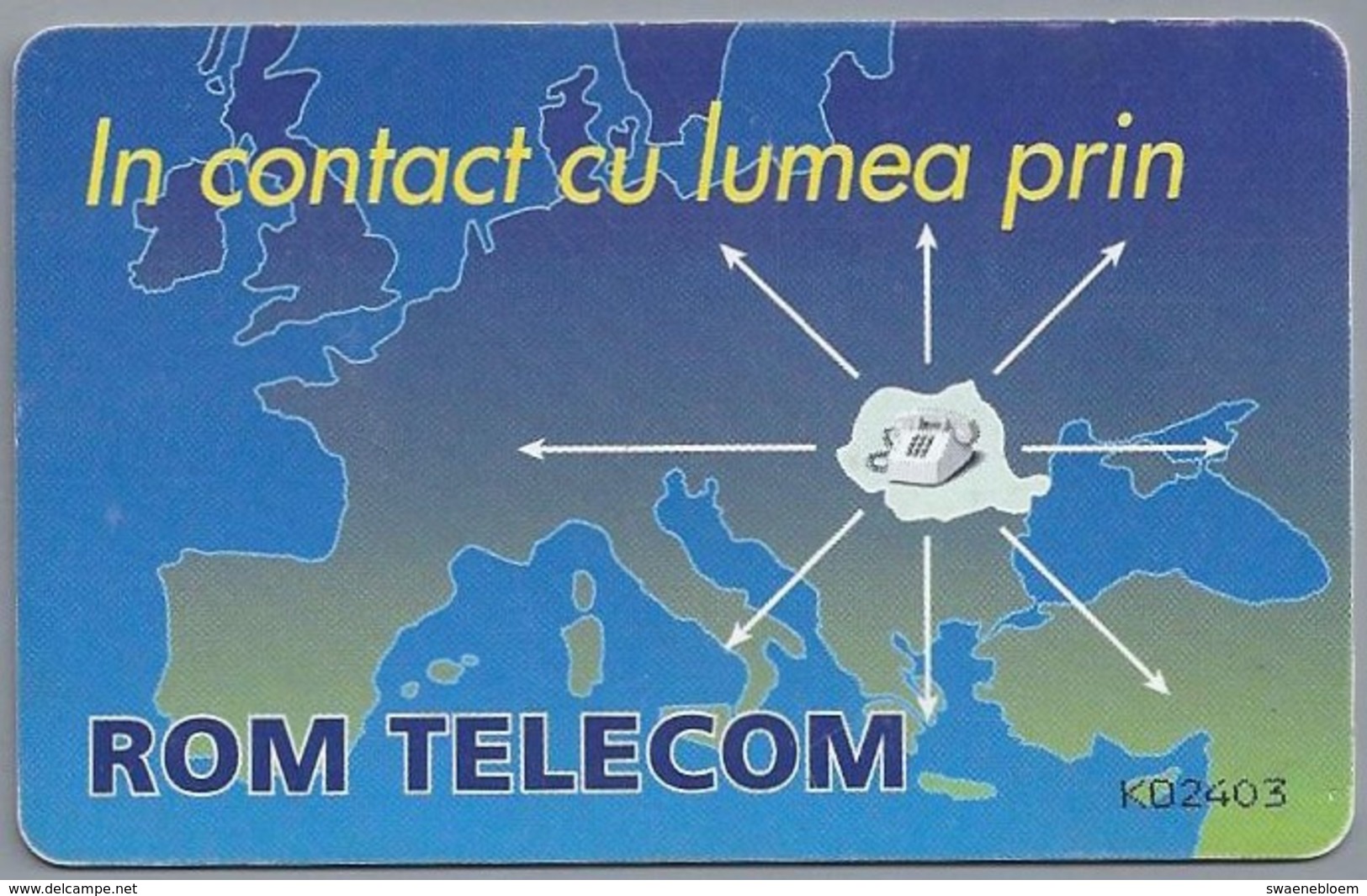 RO.- Telefoonkaart. ROM TELECOM. Cartela Telefonica. 10 000 Lei 1996. In Contact Cu Lumea Prin. Roemenië. 2 Scans. - Roemenië