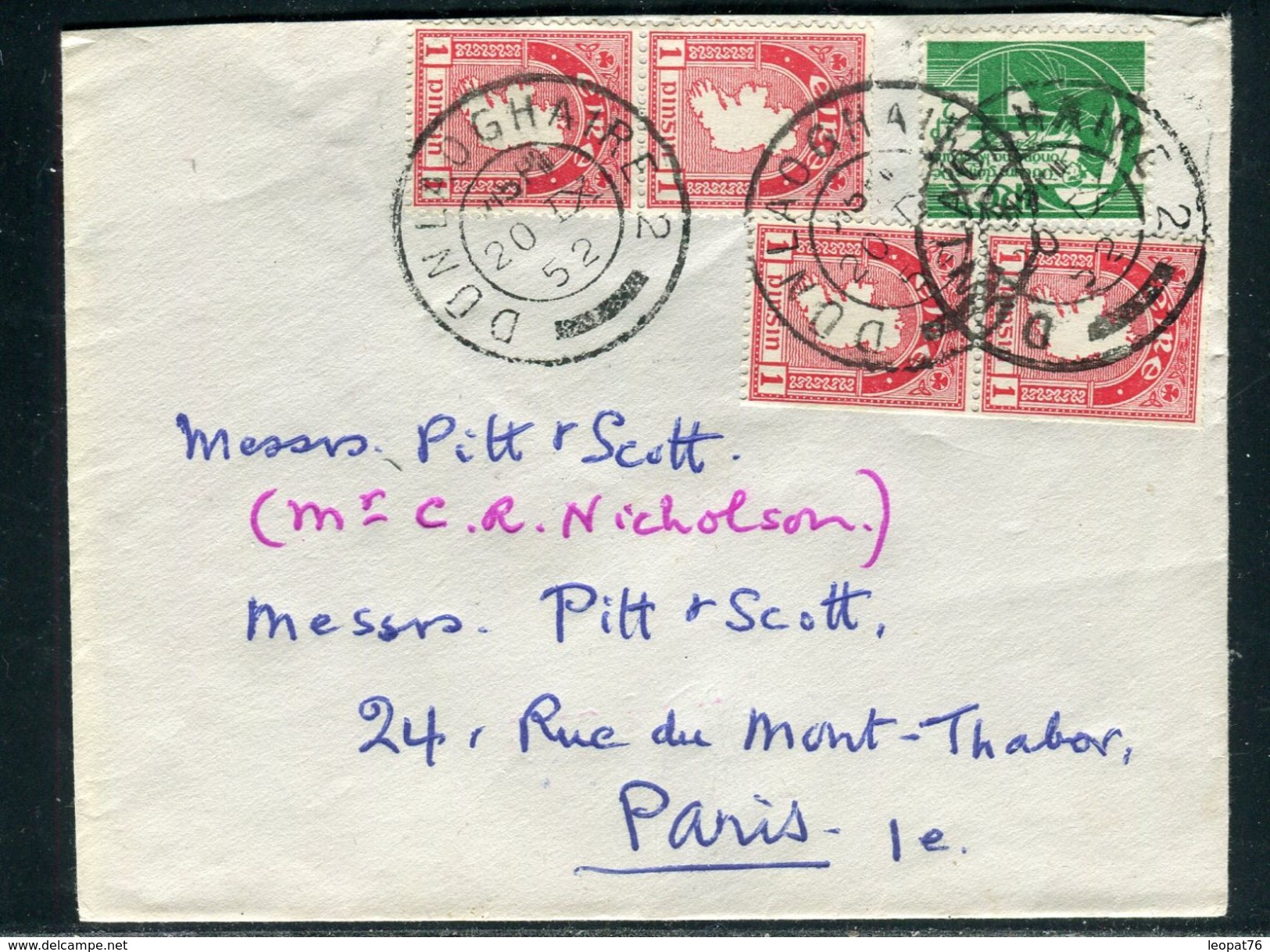 Irlande - Enveloppe , Oblitération De Dunlaoghaire Pour Paris En 1952 - Ref D269 - Lettres & Documents