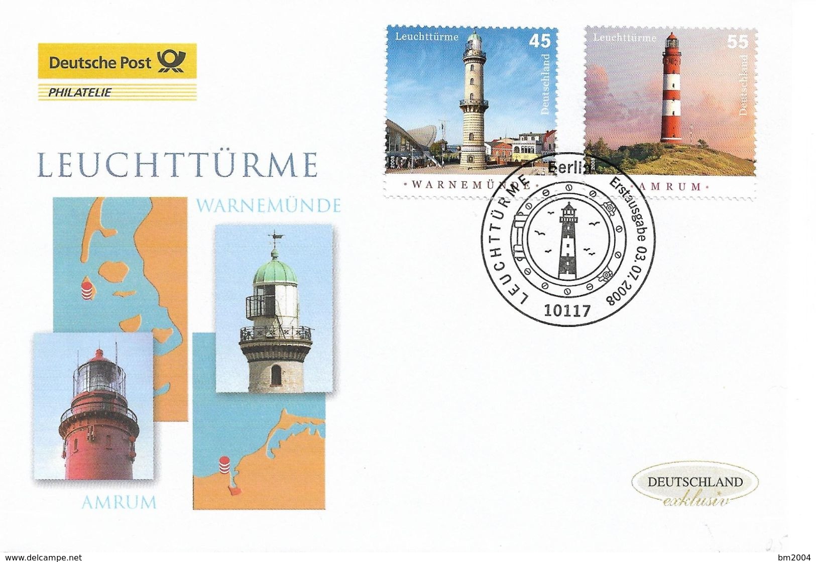 2008  Deutschland Allem. Fed. Mi.2677-8 FDC.  Leuchttürme : Warnemünde /  Amrum - Sonstige & Ohne Zuordnung